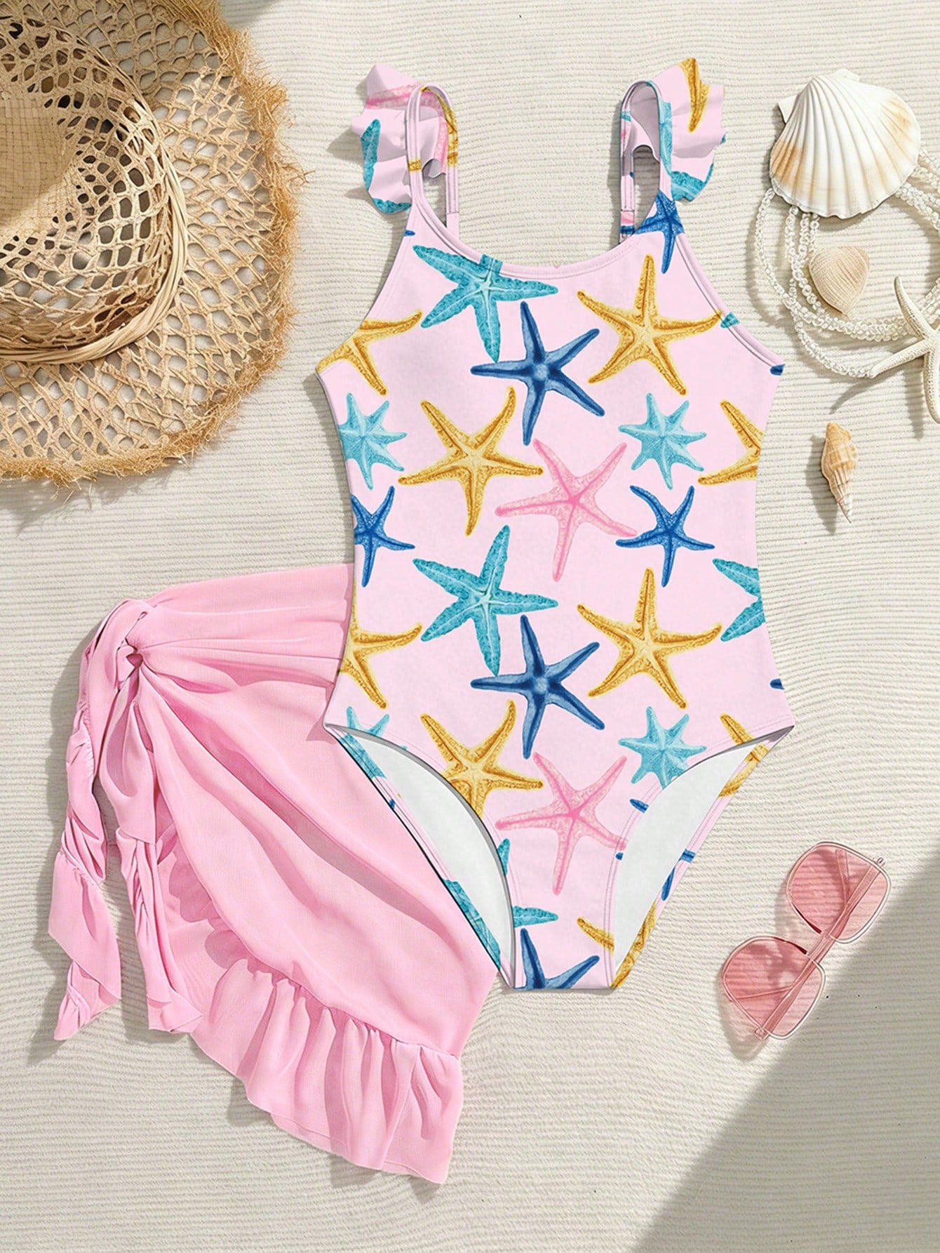 Tween Girls Floral Print One-Piece Swimsuit With Tie-Front Skirt Hibiscus Swimsuit Girls Black With Pink Flower Swimsuit Tween Hawaiian Outfit Black One Piece Bathing Suit With Skirt