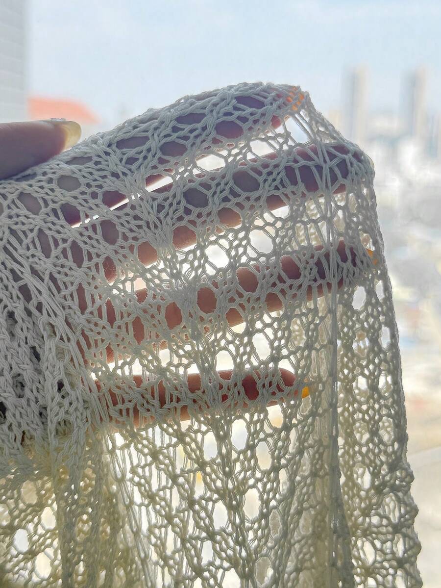 Girls' Summer Crochet Mesh Cami Dress Cover-Up, White Casual Beach Vacation Tween Girl