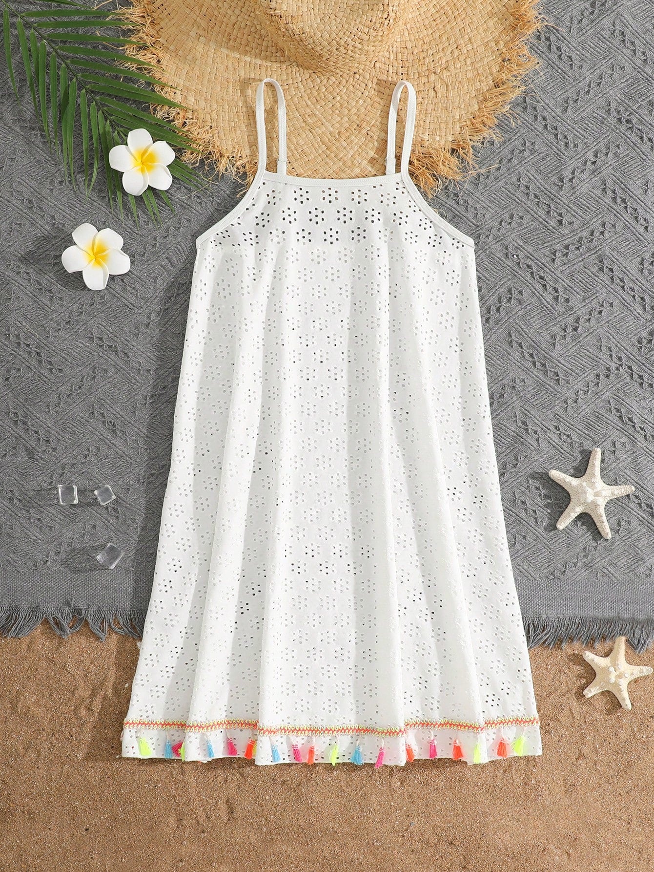 Tween girls' halter sleeveless cover-up dress in semi-sheer fabric for summer beach and pool wear by Elladie Kids.
