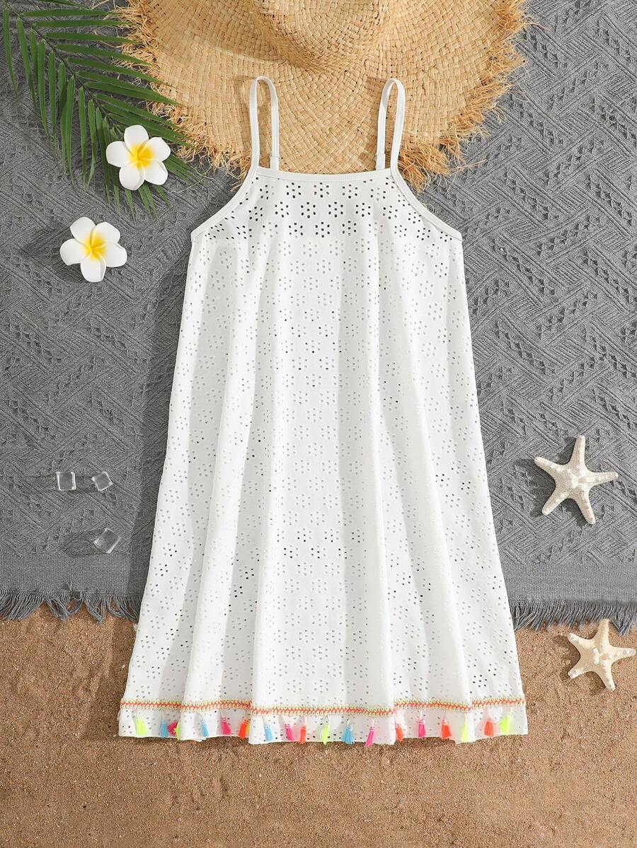 Tween girls' halter sleeveless cover-up dress in semi-sheer fabric for summer beach and pool wear by Elladie Kids.