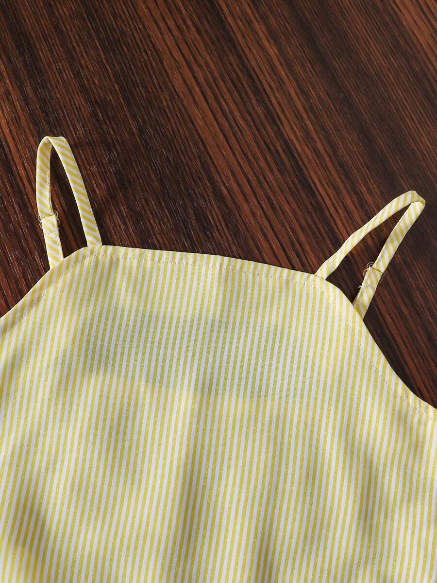 Tween girls casual 2-piece set featuring an apricot woven camisole crop top with back shirring and matching high-waisted loose long pants.