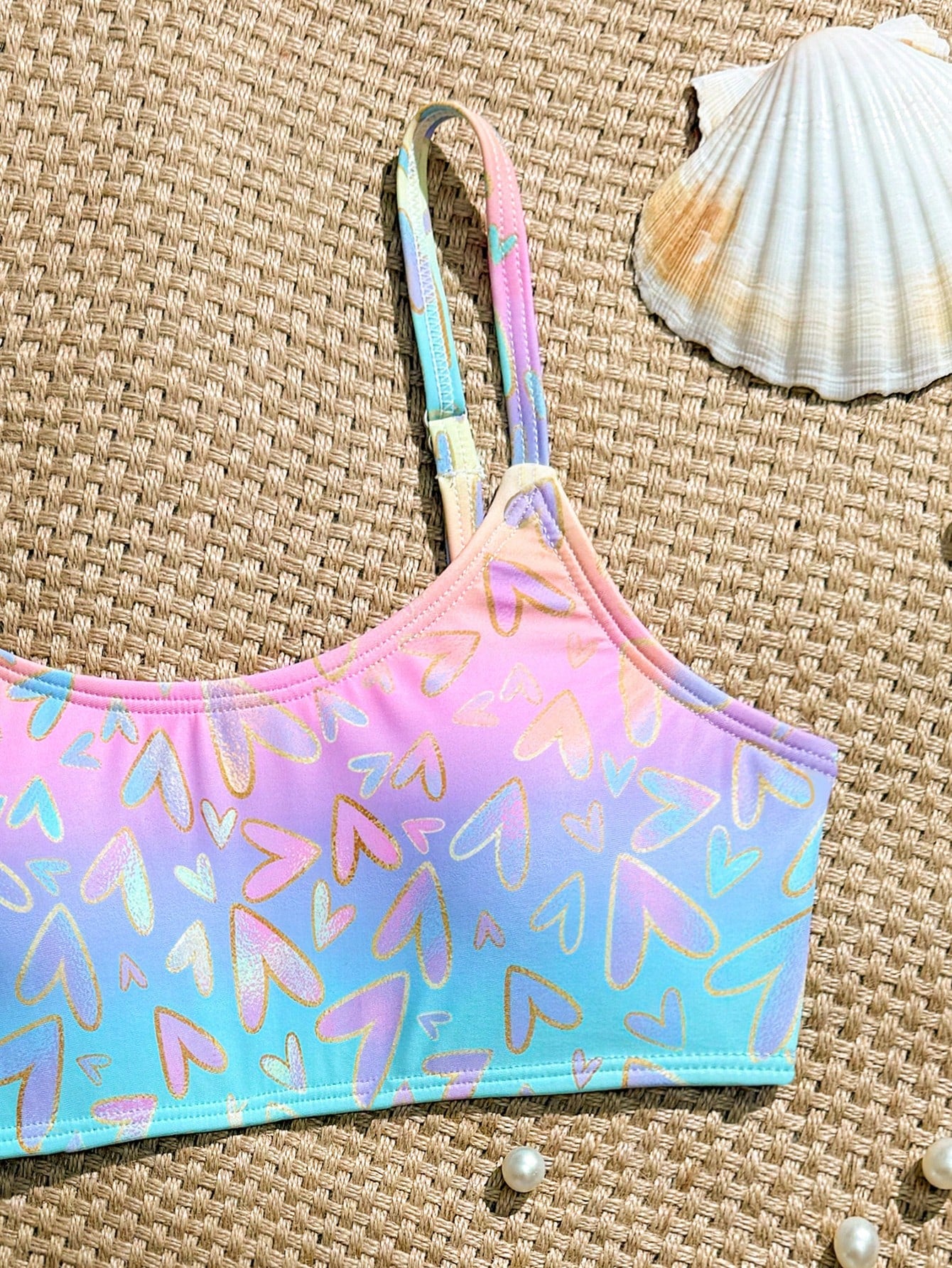 Tween Girls Bikini Sets, Black Solid Color Knit Fabric, Adjustable Shoulder Straps, Two Pieces Swimwear, Fashionable Casual Elegant Suitable For Swimming, Summer Beach, Pool, Vacation