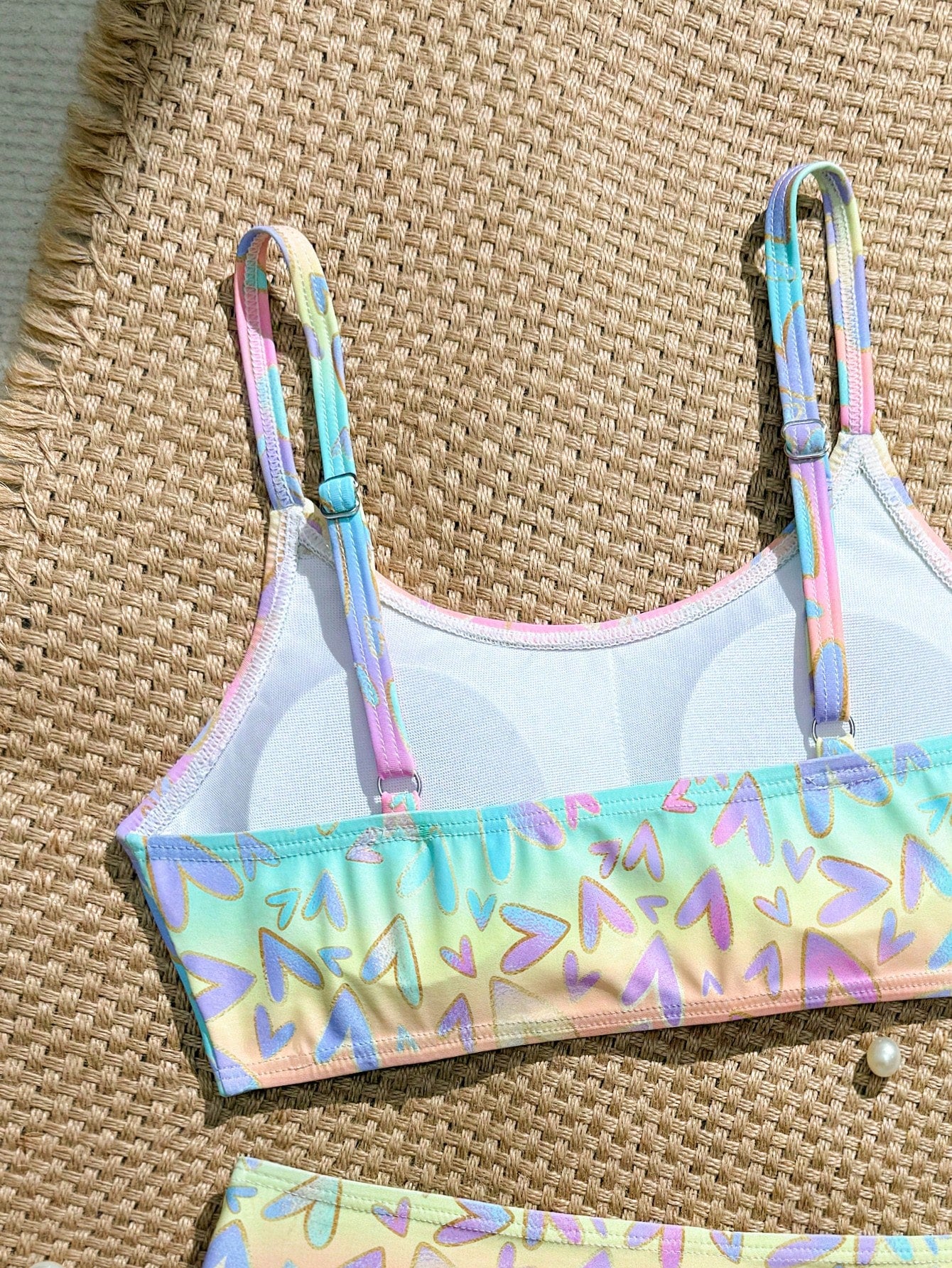 Tween Girls Bikini Sets, Black Solid Color Knit Fabric, Adjustable Shoulder Straps, Two Pieces Swimwear, Fashionable Casual Elegant Suitable For Swimming, Summer Beach, Pool, Vacation