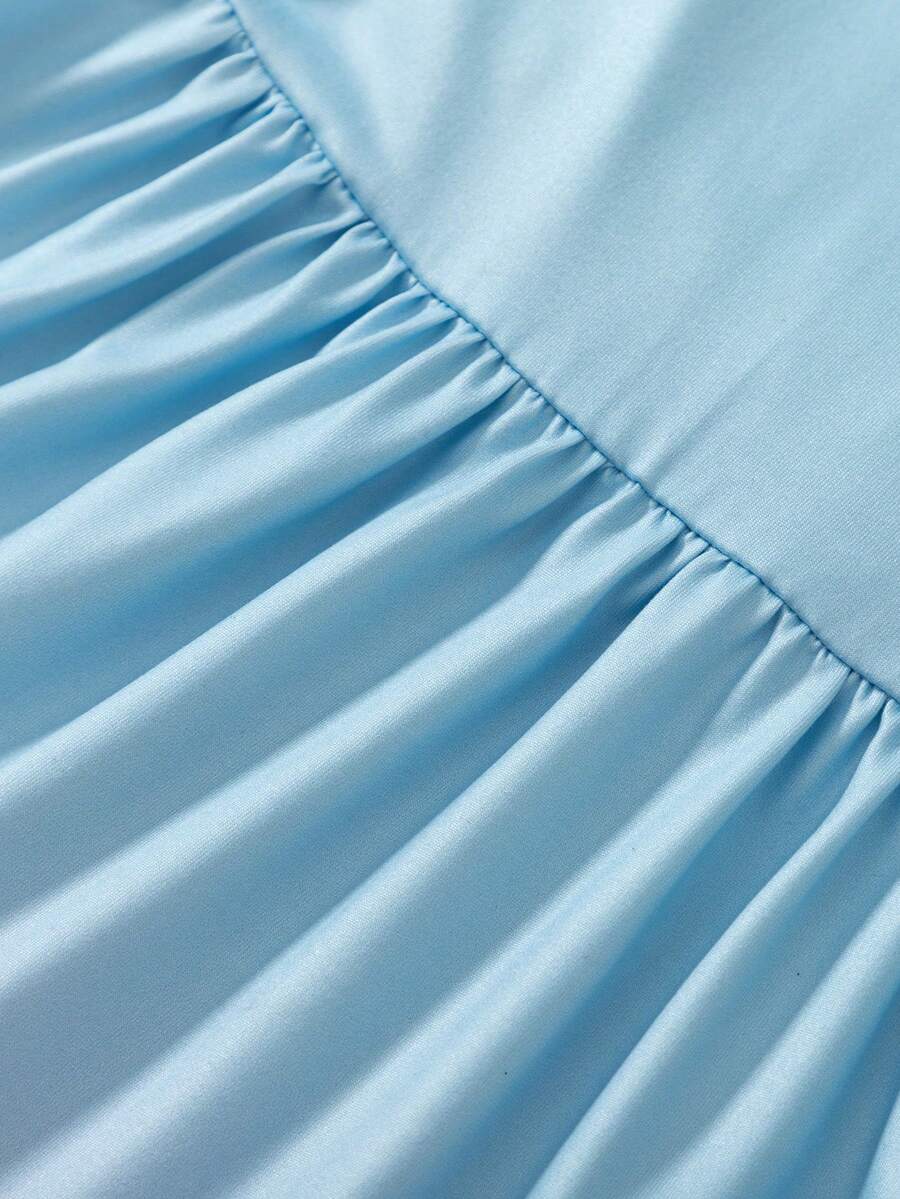 Tween girls multicolor striped sleeveless long A-line dress featuring round neck, high waist, flounce hem, and contrast lace details.