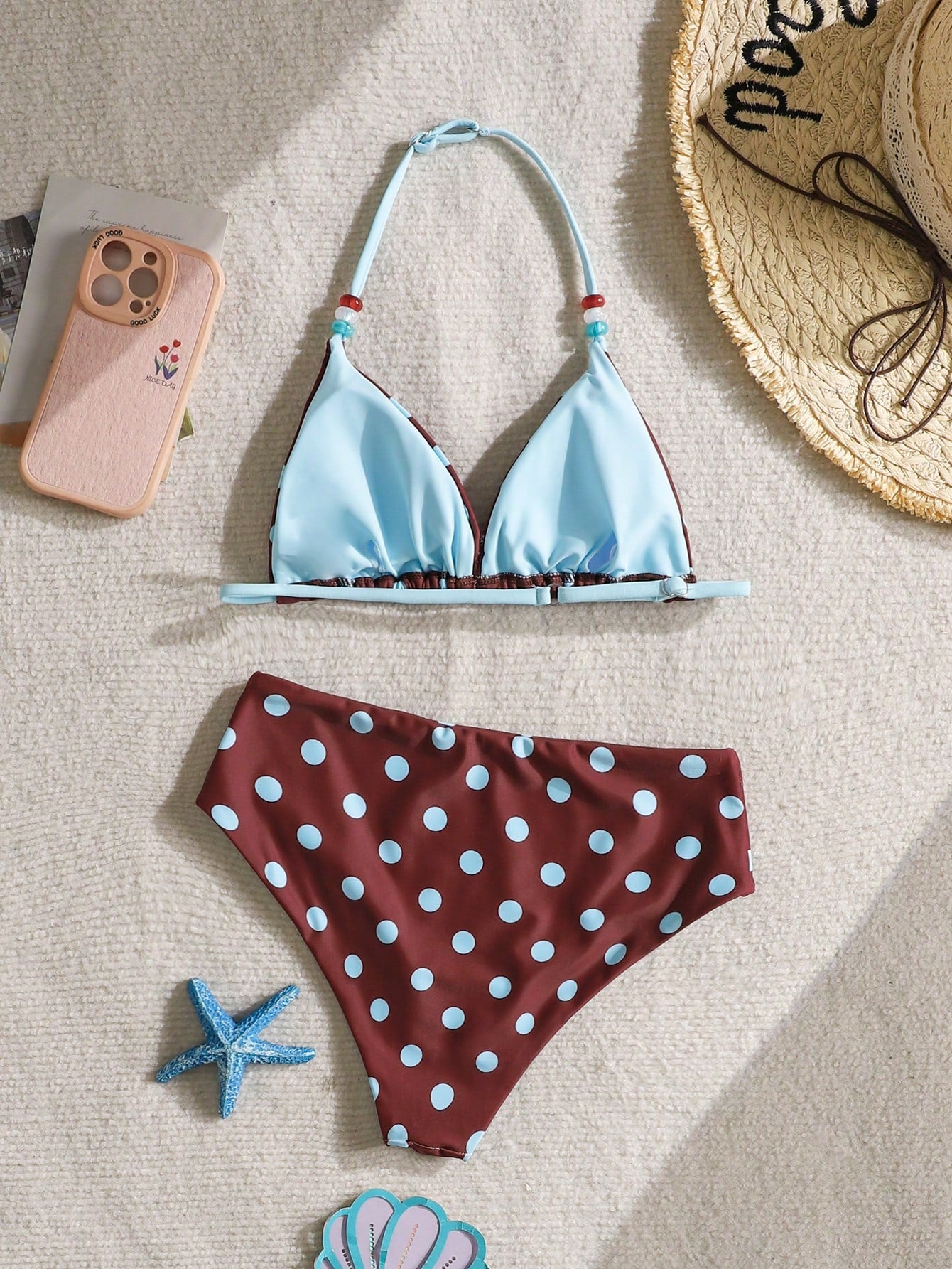 Tween girls green colorblock two-piece bikini set with spaghetti straps, sleeveless wireless top, and lined mid-waist bottoms for beach vacation wear