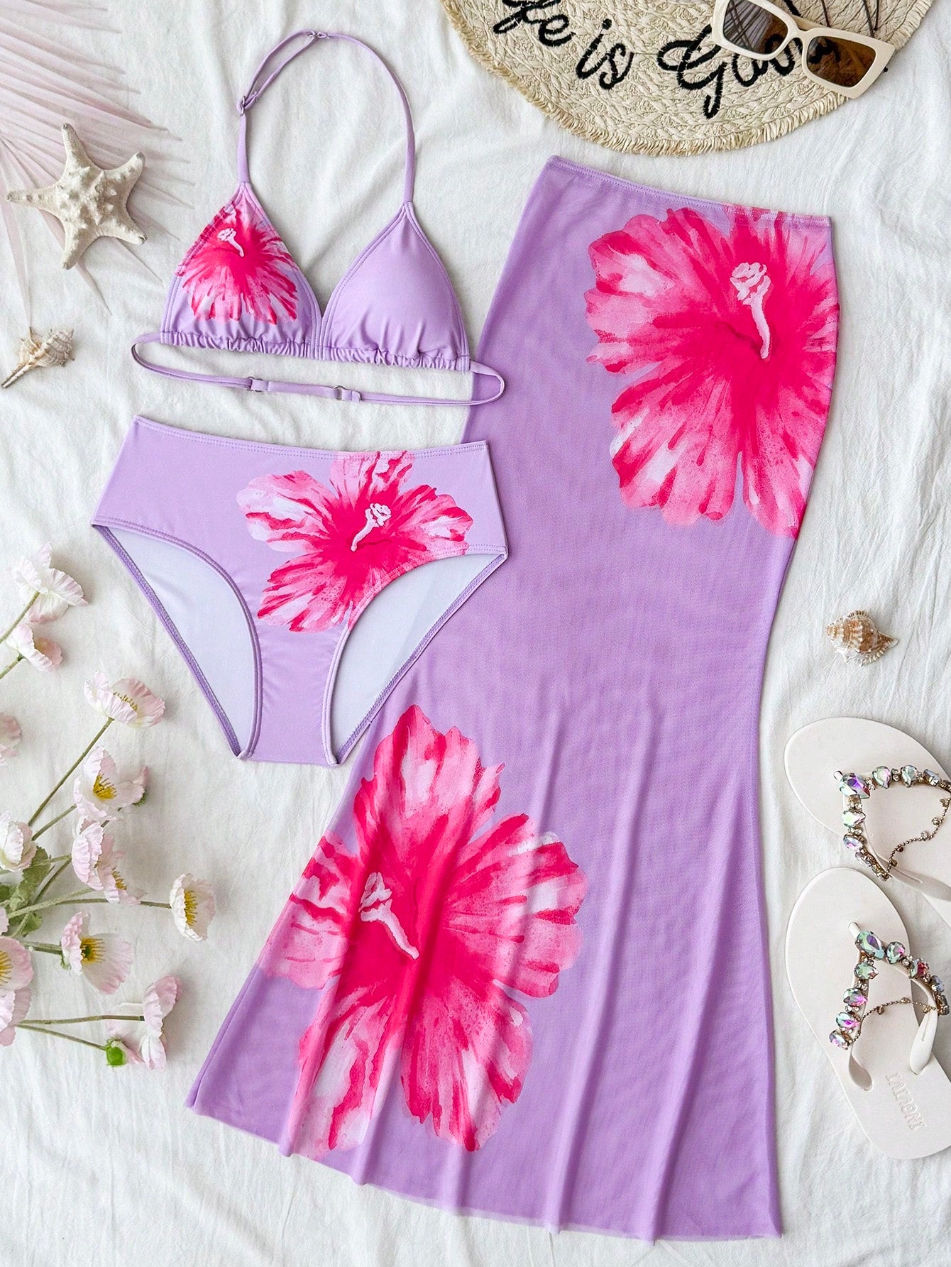 Tween Girl Knitted Blue Bikini Set With Beach-Ready Starfish Details Mermaid Outfit For Summer Vacation
