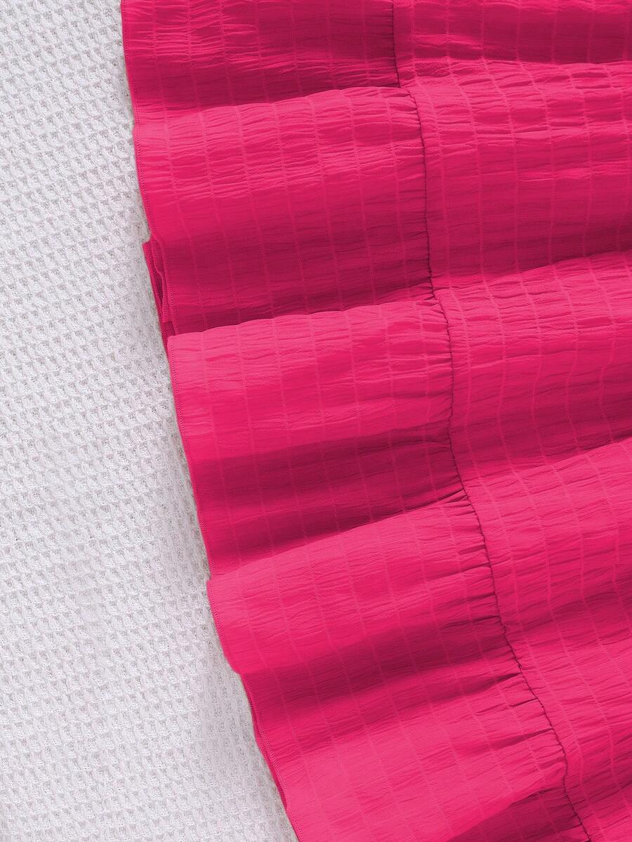 Tween girls casual long dress featuring a square neck, tiered ruffle layers, high waist shirred waist, and flounce hem.