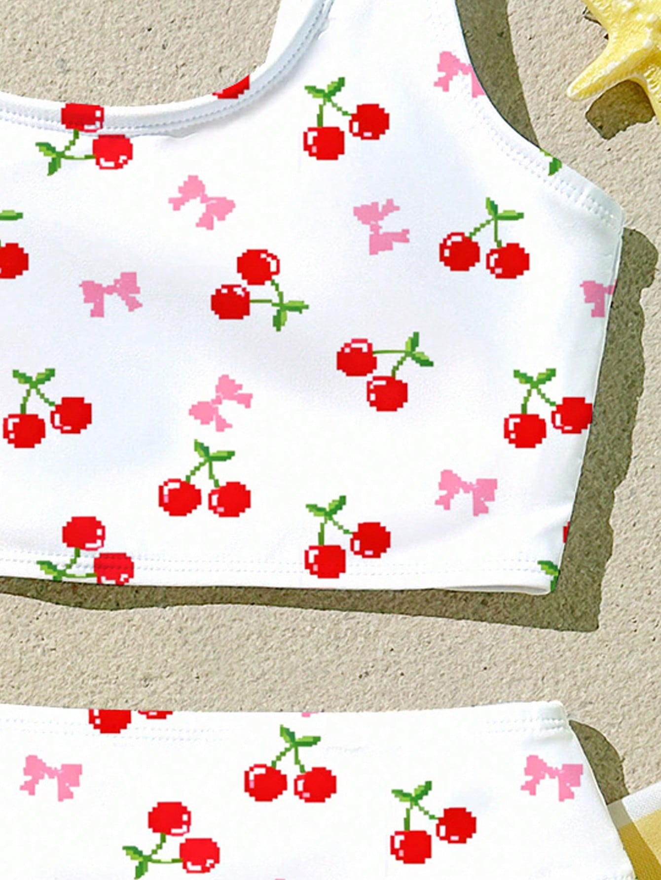 Tween Girls' Casual Colorful Y2K Dopamine Floral, Beach Vacation Style, Graphic Print Camisole And Triangle Bikini Swimwear Set, Suitable For Summer