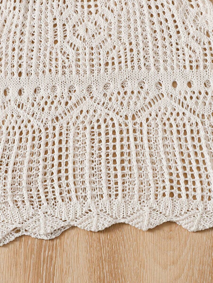 Girls' Summer Crochet Mesh Cami Dress Cover-Up, White Casual Beach Vacation Tween Girl