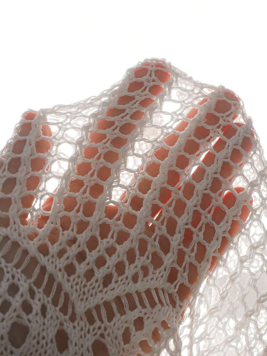 Girls' Summer Crochet Mesh Cami Dress Cover-Up, White Casual Beach Vacation Tween Girl