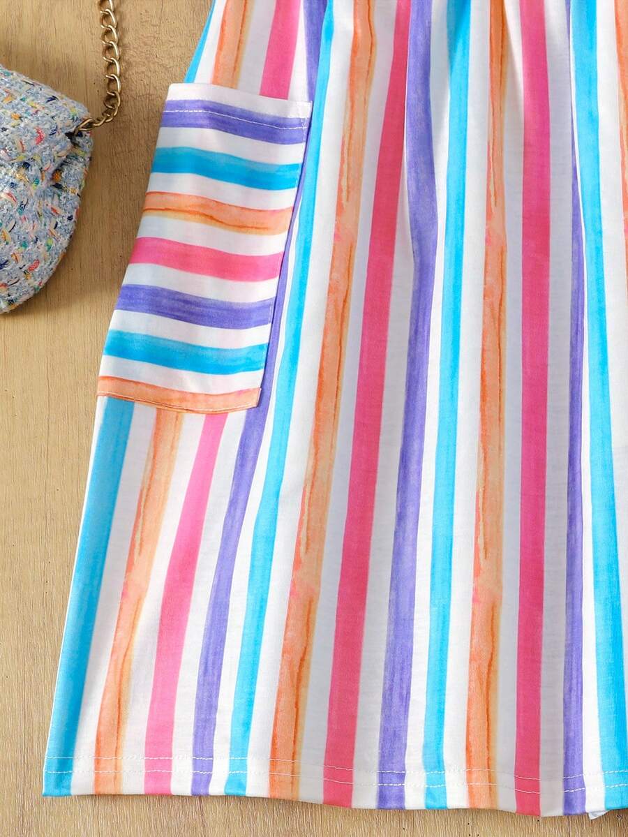 Tween girls casual colorblock short sleeve dress featuring a round neck, high waist flared hem, and button-front details.