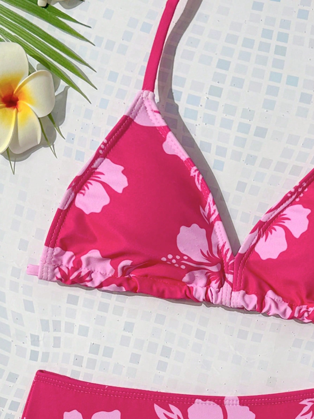 Tween Girl Tankini Swimwear Set, Pink Floral Print, Summer Beach Vacation