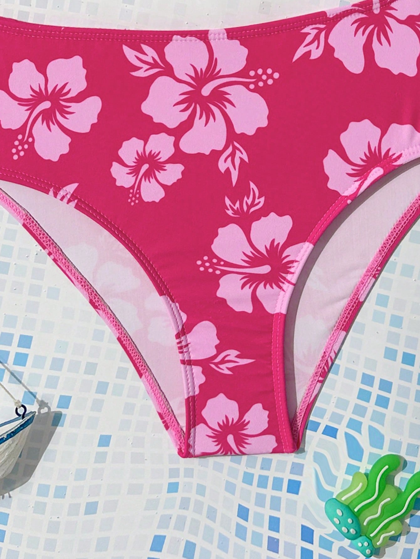 Tween Girl Tankini Swimwear Set, Pink Floral Print, Summer Beach Vacation