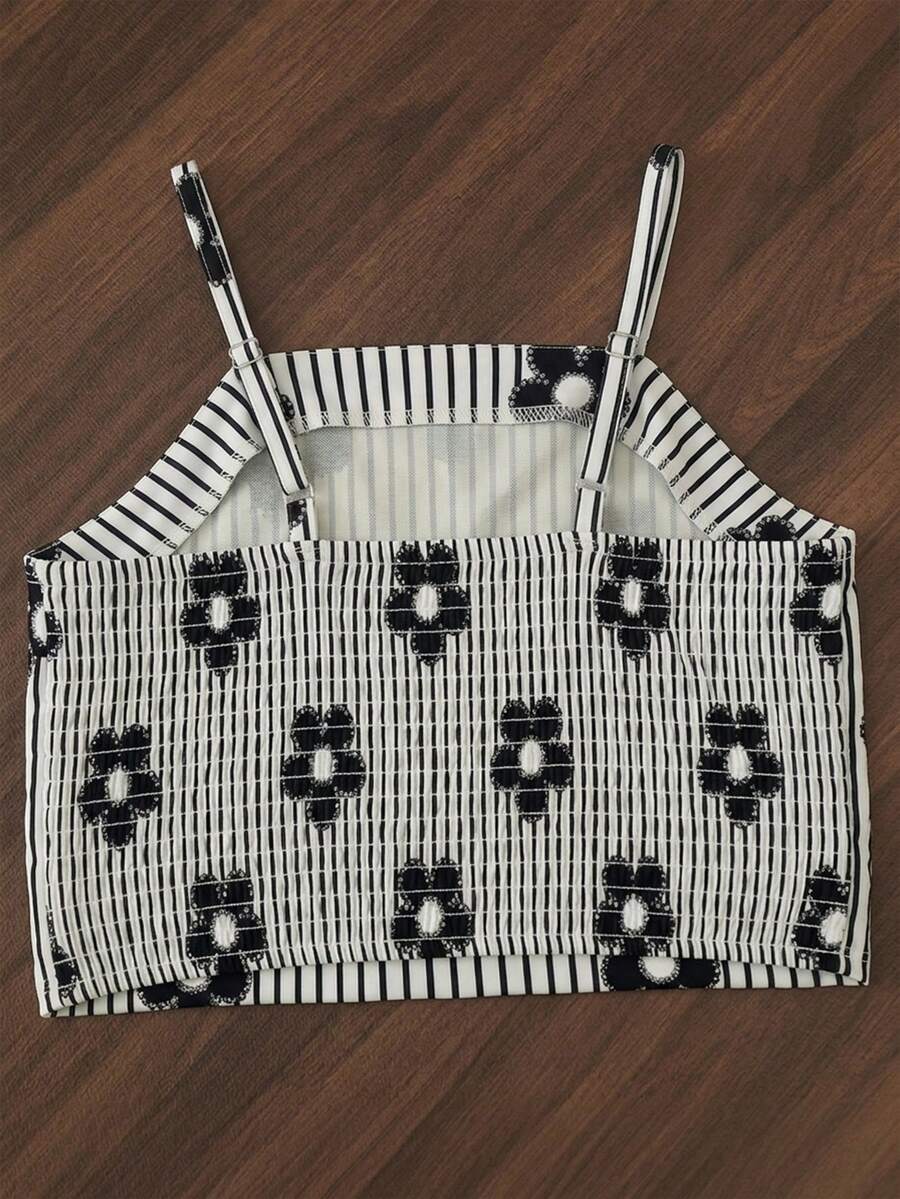 Tween girls casual 2-piece set featuring an apricot woven camisole crop top with back shirring and matching high-waisted loose long pants.