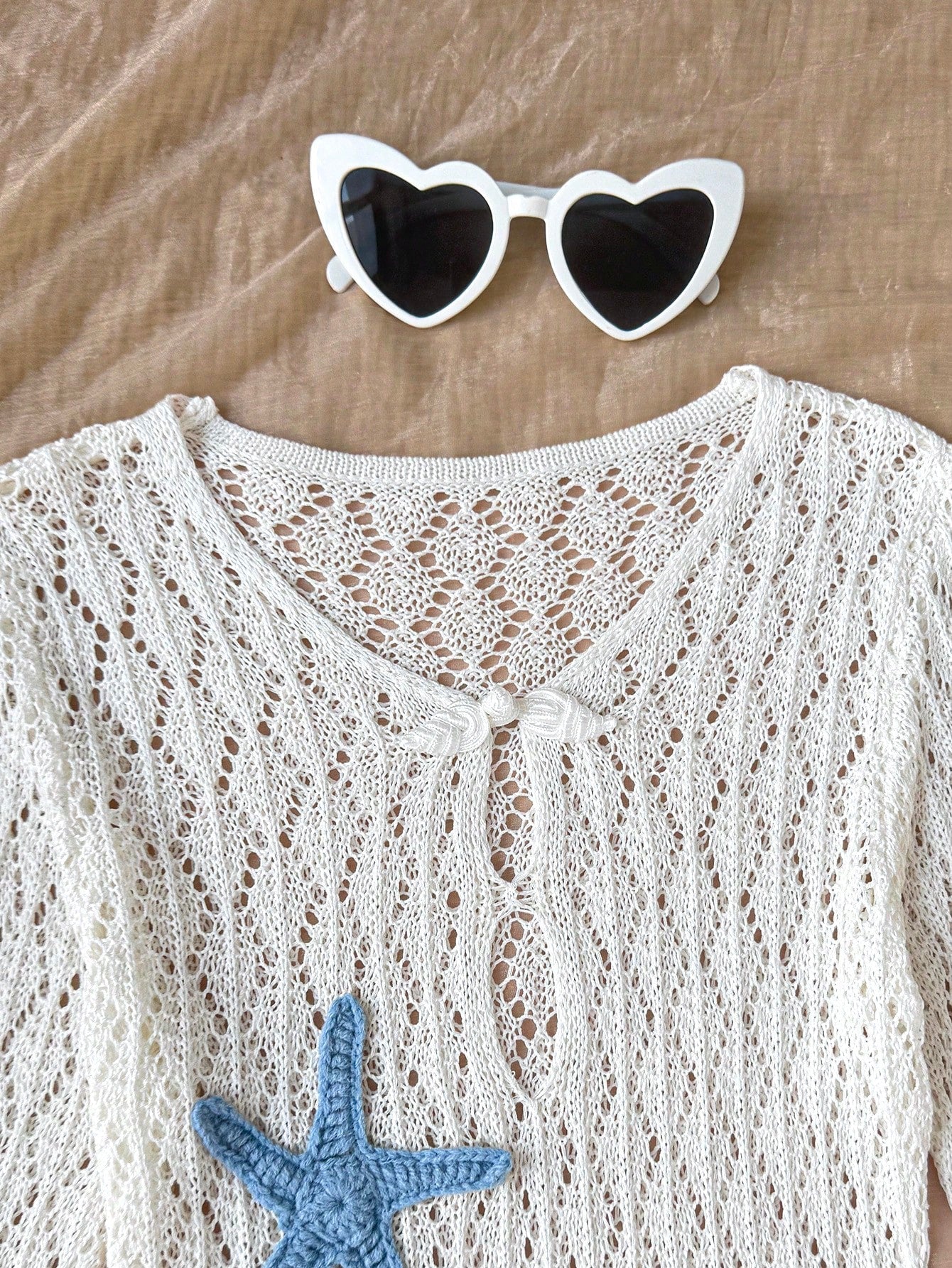 Tween girls semi-sheer white cover-up dress with V-neckline, long sleeves, contrast lace details, and zipper accent for beachwear layering.