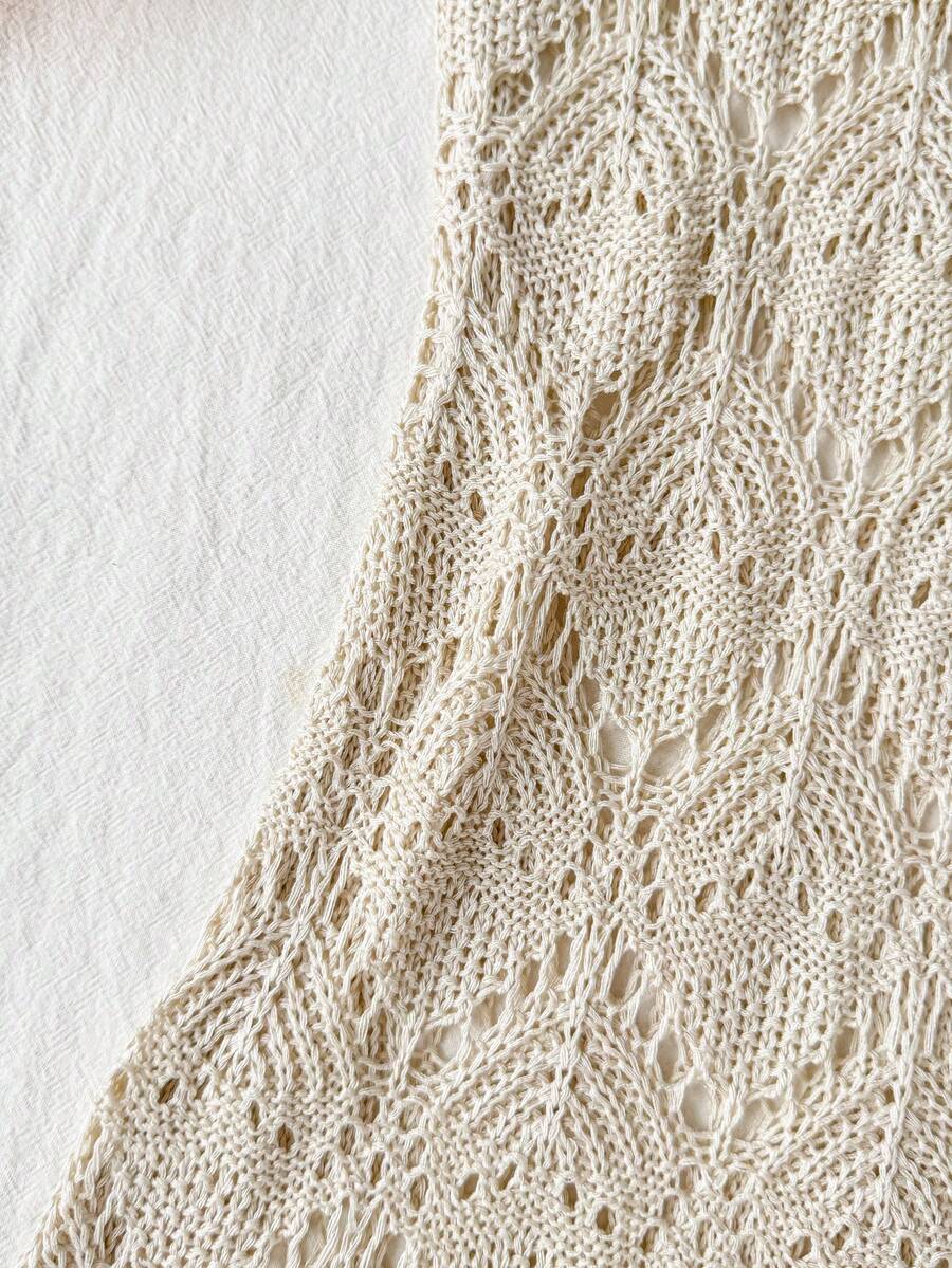 Girls' Summer Crochet Mesh Cami Dress Cover-Up, White Casual Beach Vacation Tween Girl