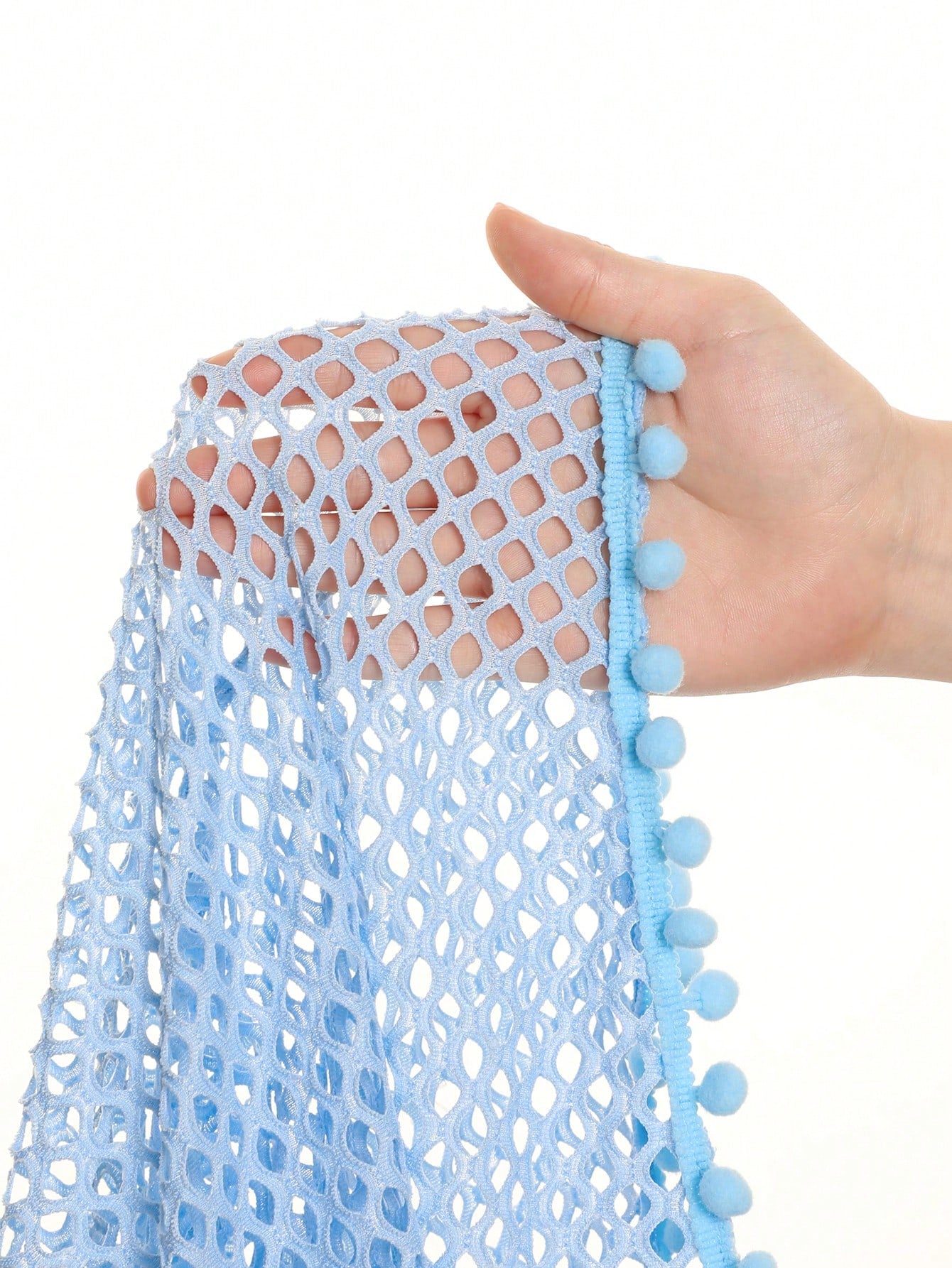 Tween Girl Fishnet Pom-Pom Decor Cover Up Summer Holiday