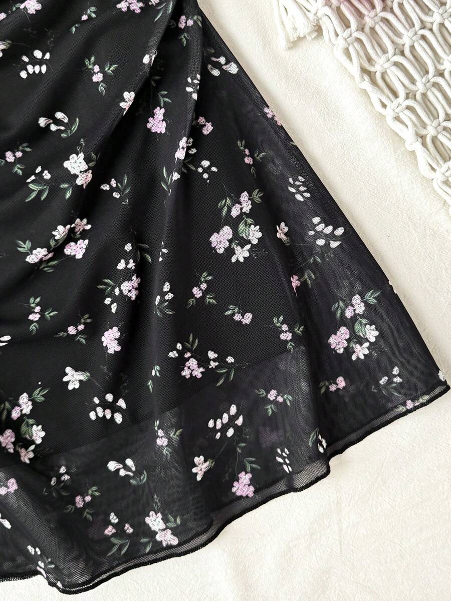 Apricot tween girls sleeveless halter cami dress with appliques, bow front, zipper detail, high waist, flared hem, and short slim fit design.