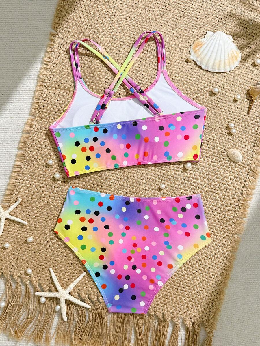 Tween Girls Bikini Sets Orange Summer Modest Activewear Beach Holiday,Knitted Ribbed Two Pieces Swimwear Crisscross Back Tank Top With Briefs Set
