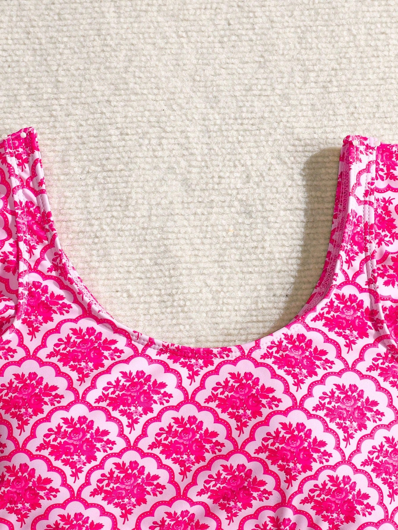 Tween Girl Cute Fruit Print Bikini Set,White Summer Flowy 2pcs Swimwear For Kids Holiday Pool Party,Vintage Floral Patchwork Beach Outfit Bathing Suit