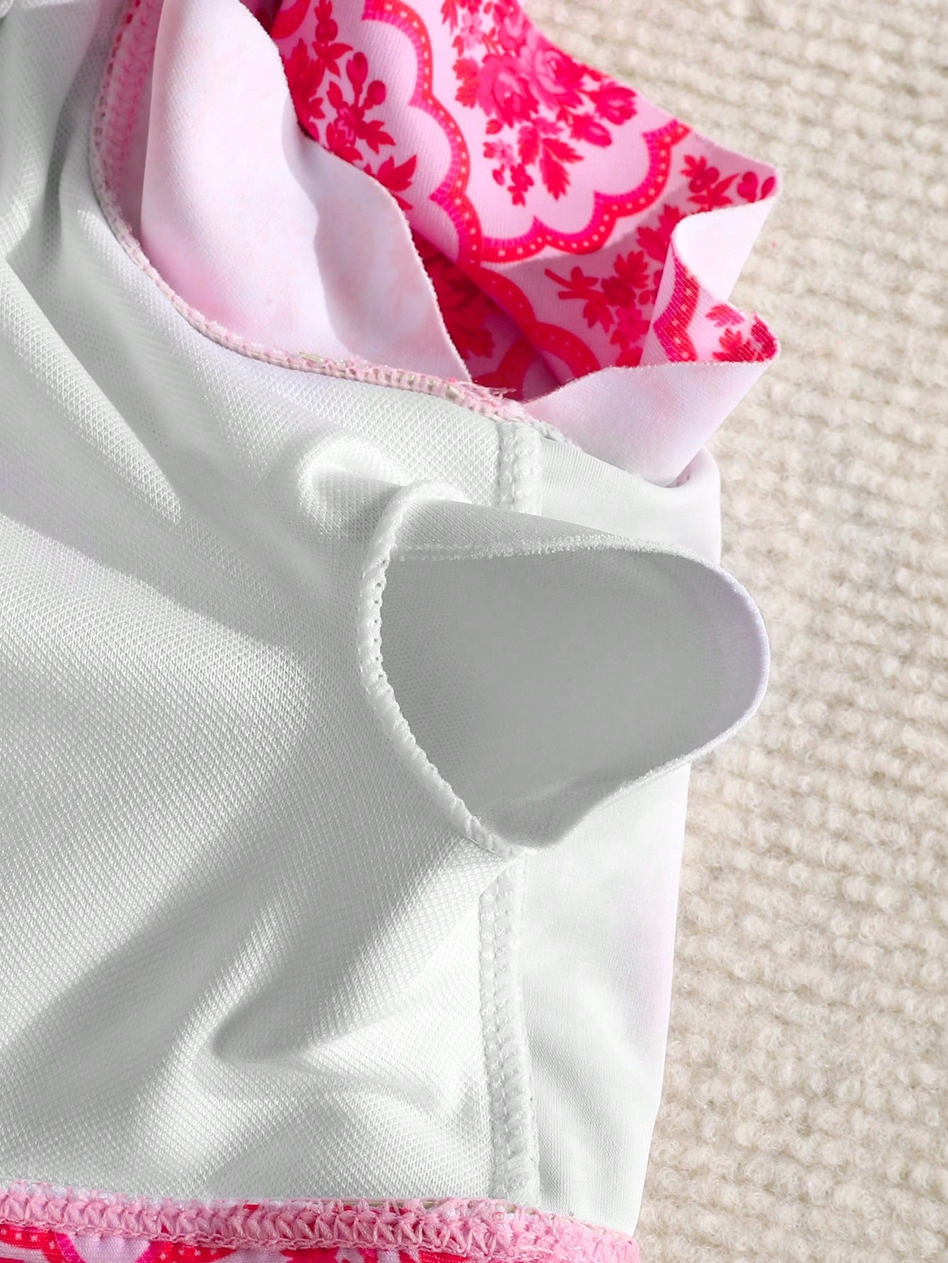 Tween Girl Cute Fruit Print Bikini Set,White Summer Flowy 2pcs Swimwear For Kids Holiday Pool Party,Vintage Floral Patchwork Beach Outfit Bathing Suit