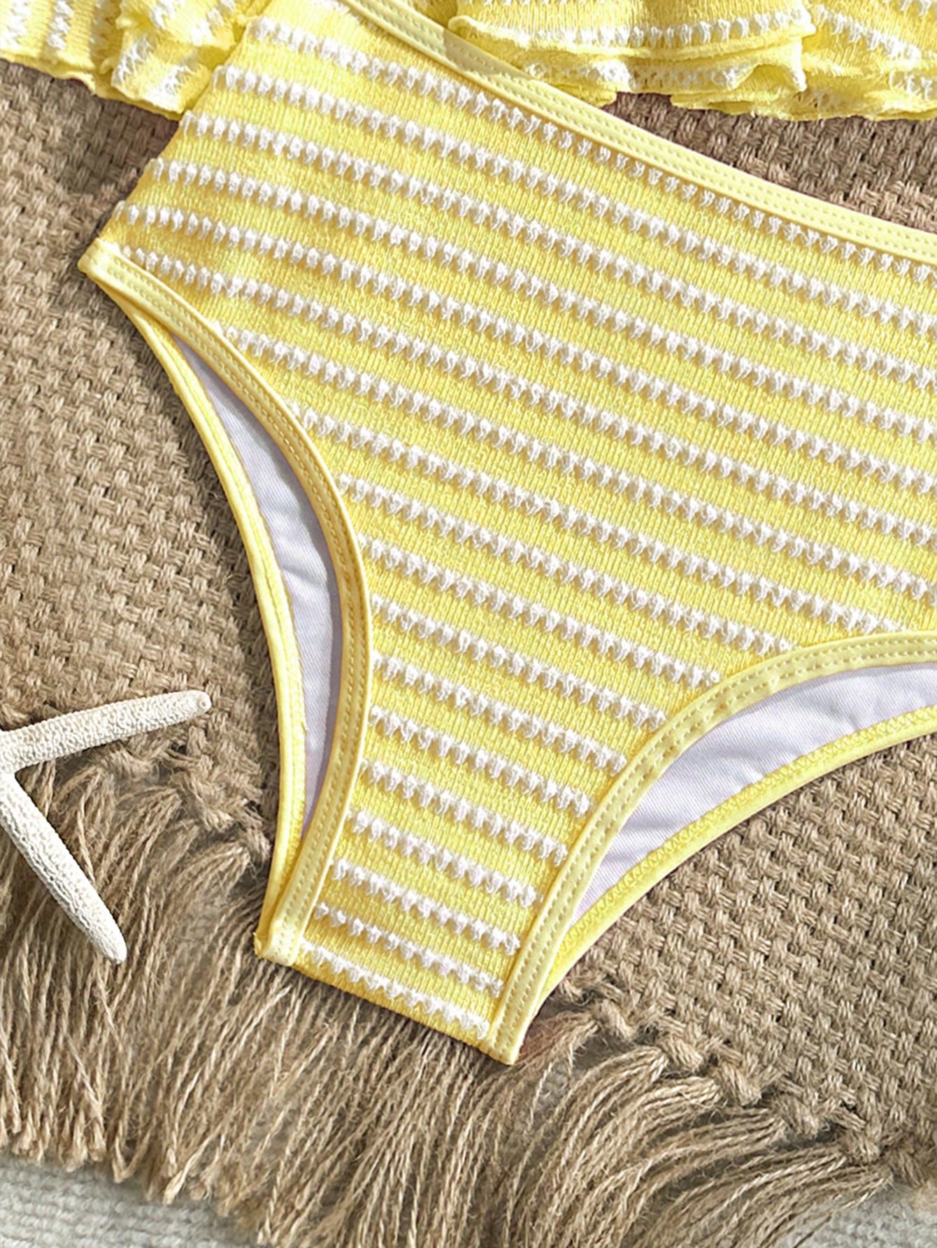 Tween Girl Tween Girl Textured Knit Apricot Halter Gold Shell Tankini Swimwear Set