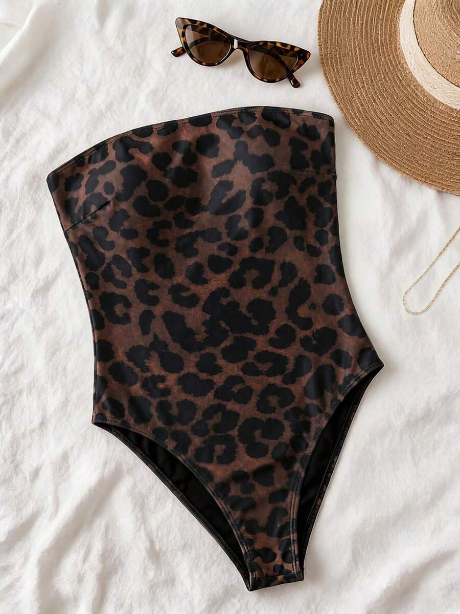 Black colorblock women's one-piece swimsuit with spaghetti straps and high stretch fabric.