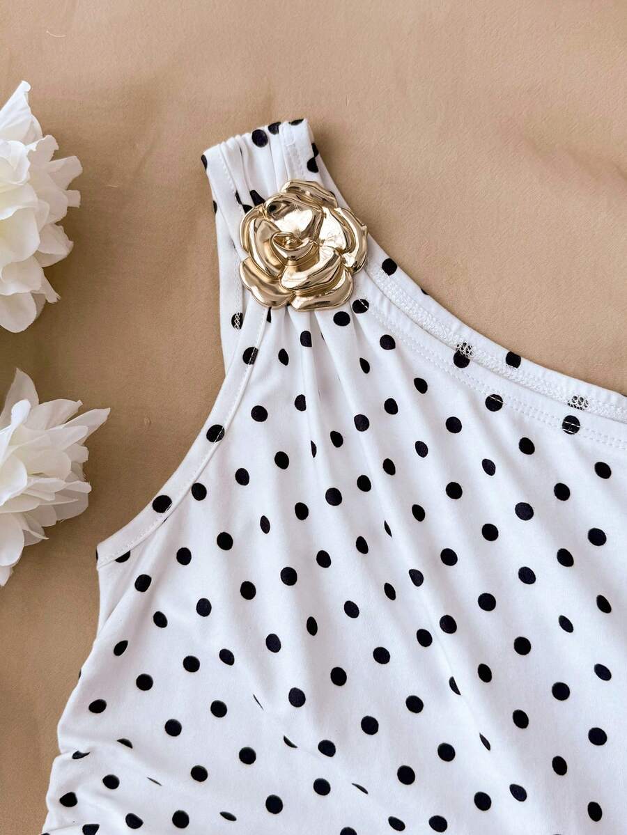 Yellow asymmetrical neck slim fit dress for tween girls with sleeveless design, plain textured knit fabric, natural waist, and pencil hem