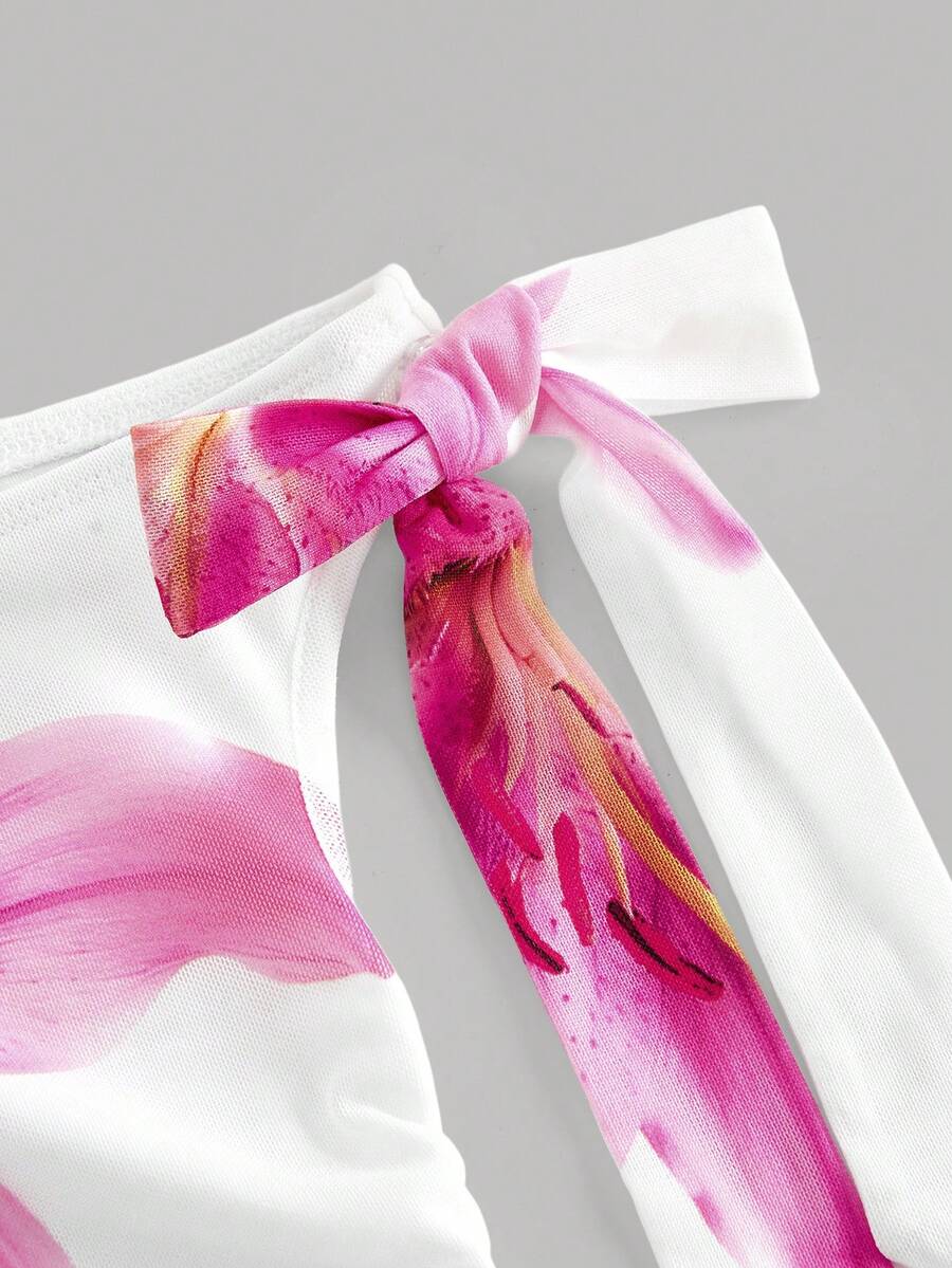 Tween girls sleeveless apricot A-line dress featuring an asymmetrical neck, contrast lace trim, and a flared hem.