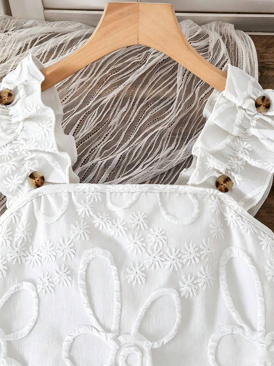 Apricot two-piece summer outfit for tween girls featuring a sleeveless pleated square-neck camisole top with button details and matching gathered shorts.
