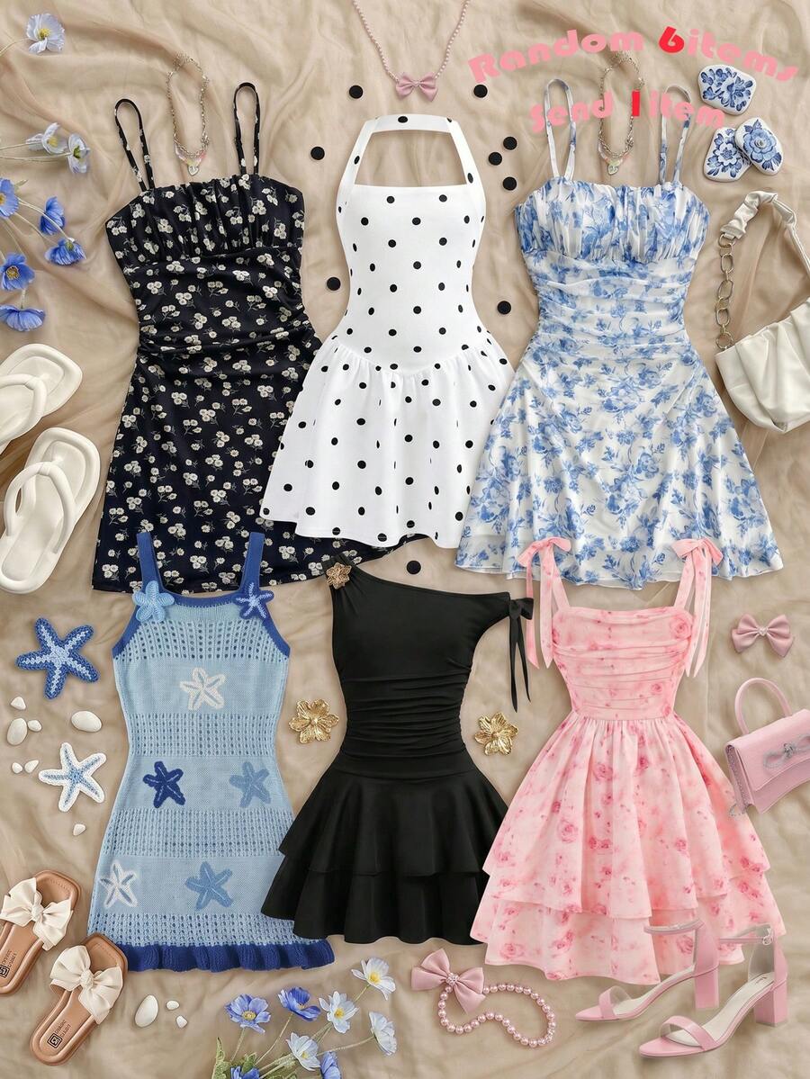 Yellow sleeveless tween girls cami dress with spaghetti straps, ruched bust, shirred details, high waist, and flared short A-line hem for vacation wear.