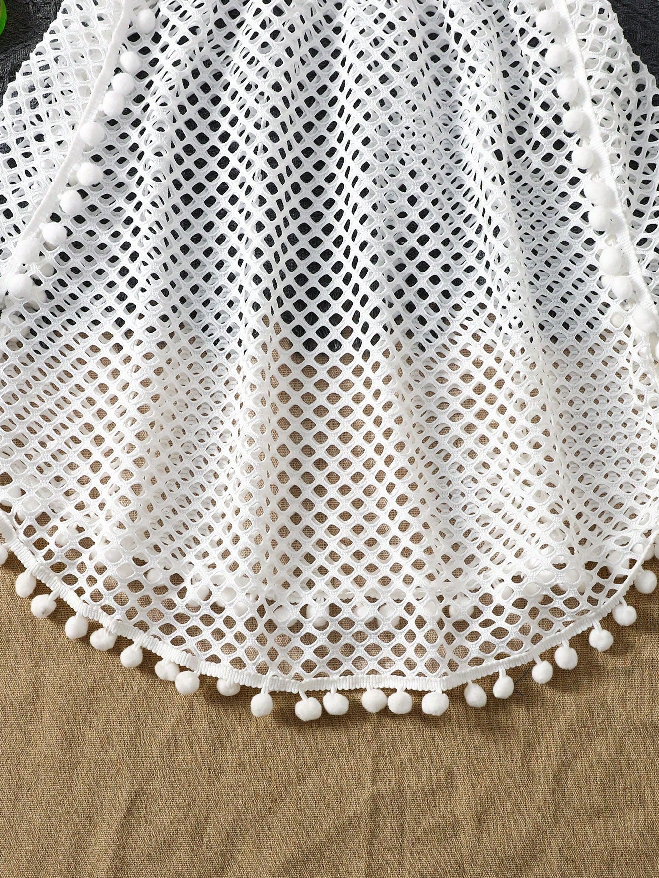 White sheer striped V-neck short sleeve cover-up dress for tween girls, short length beachwear style