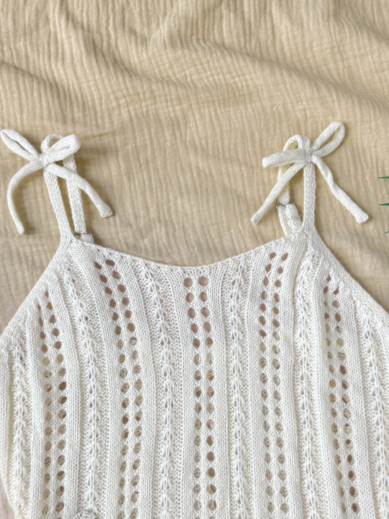 Apricot tween girl beach cover-up dress with spaghetti straps, ruffle details, hollow out design, and 3D starfish decor