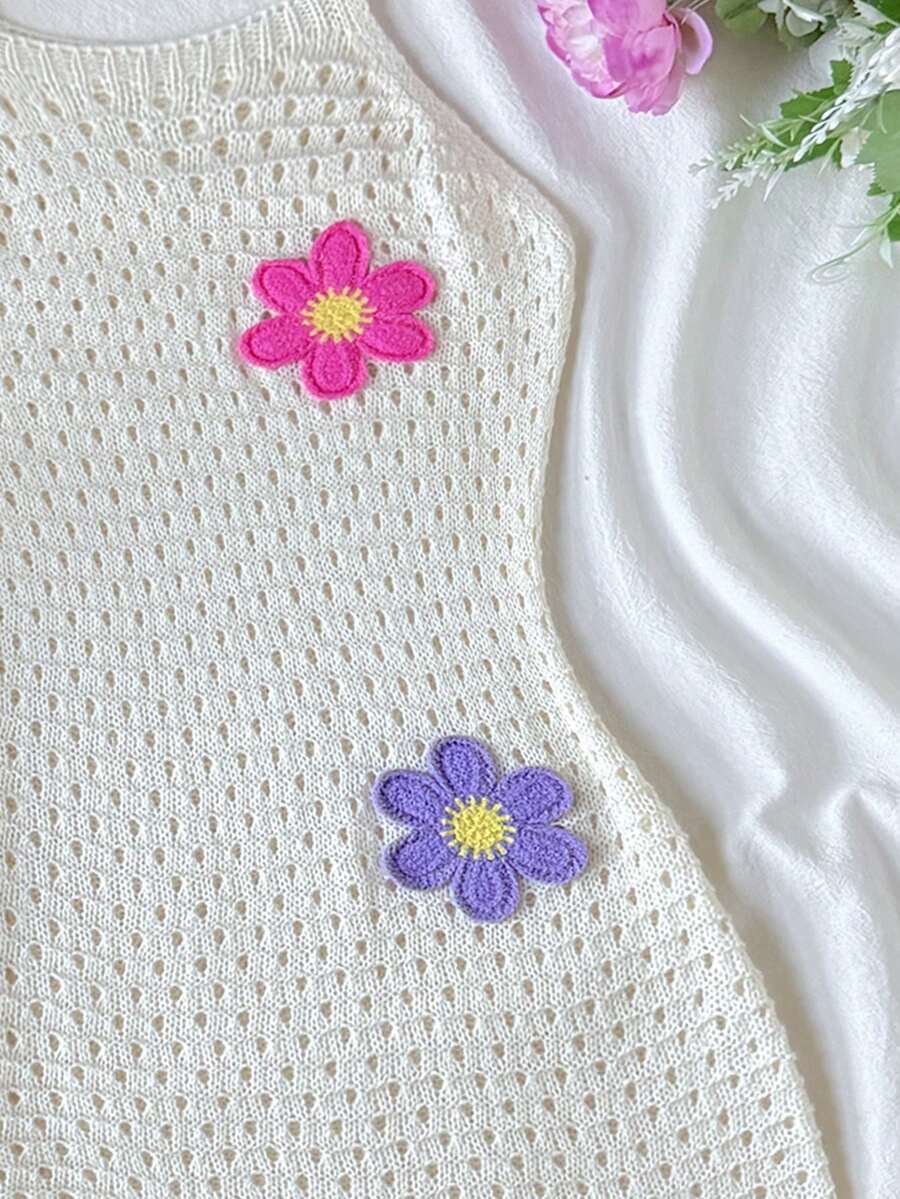 Girls' Summer Crochet Mesh Cami Dress Cover-Up, White Casual Beach Vacation Tween Girl