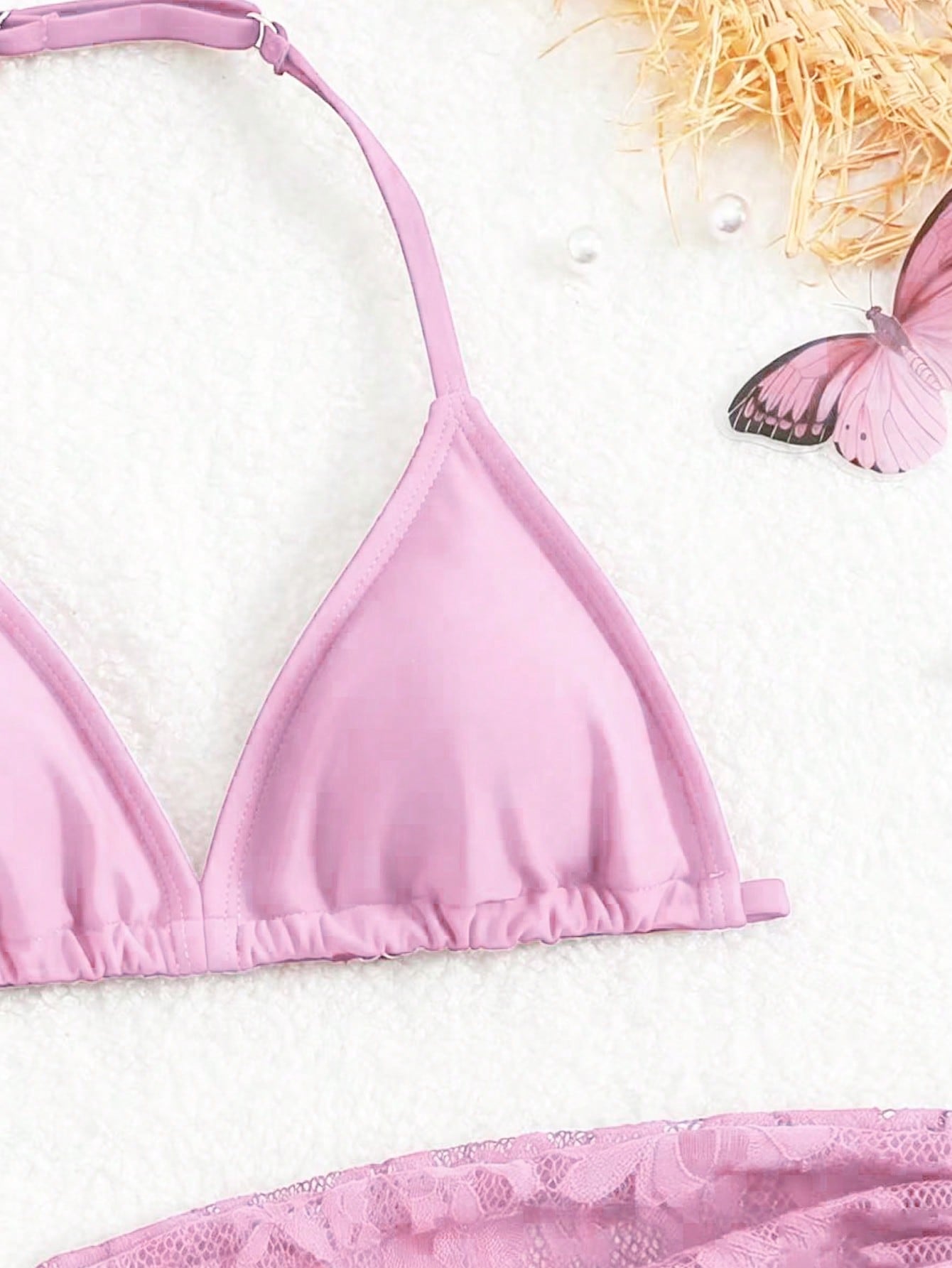 Cute Girls' Ditsy Floral Triangle Bikini Set (Print Randomly)