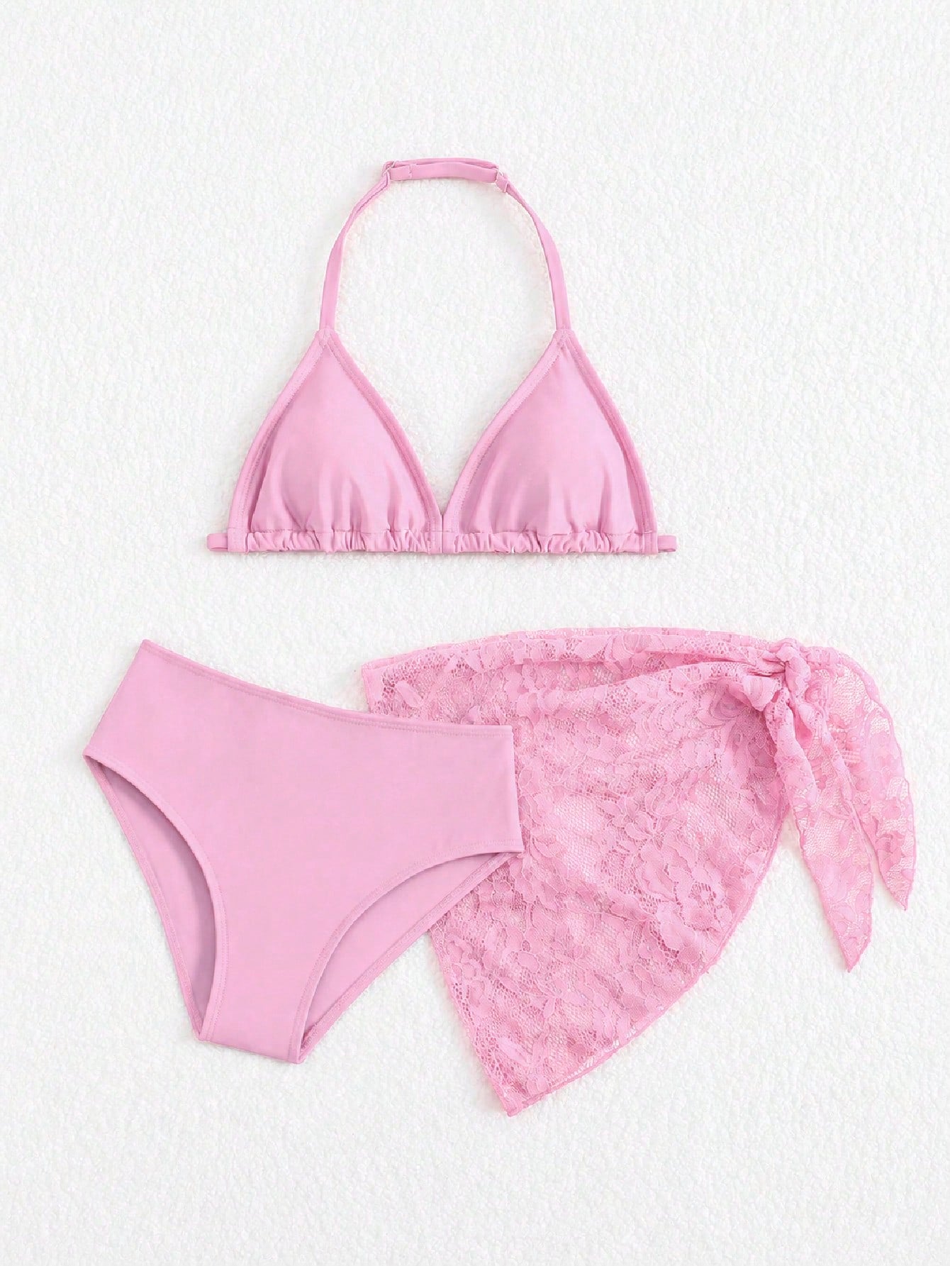 Cute Girls' Ditsy Floral Triangle Bikini Set (Print Randomly)