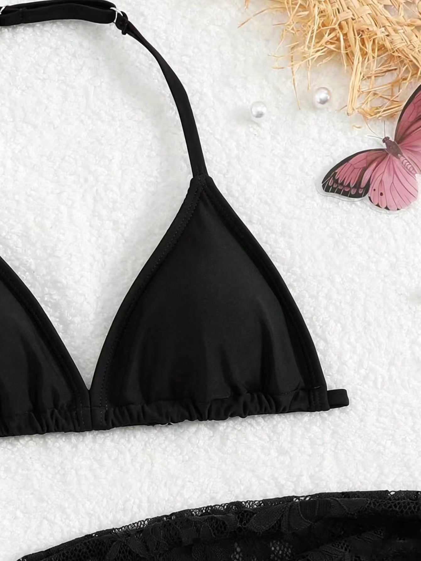 Cute Girls' Ditsy Floral Triangle Bikini Set (Print Randomly)