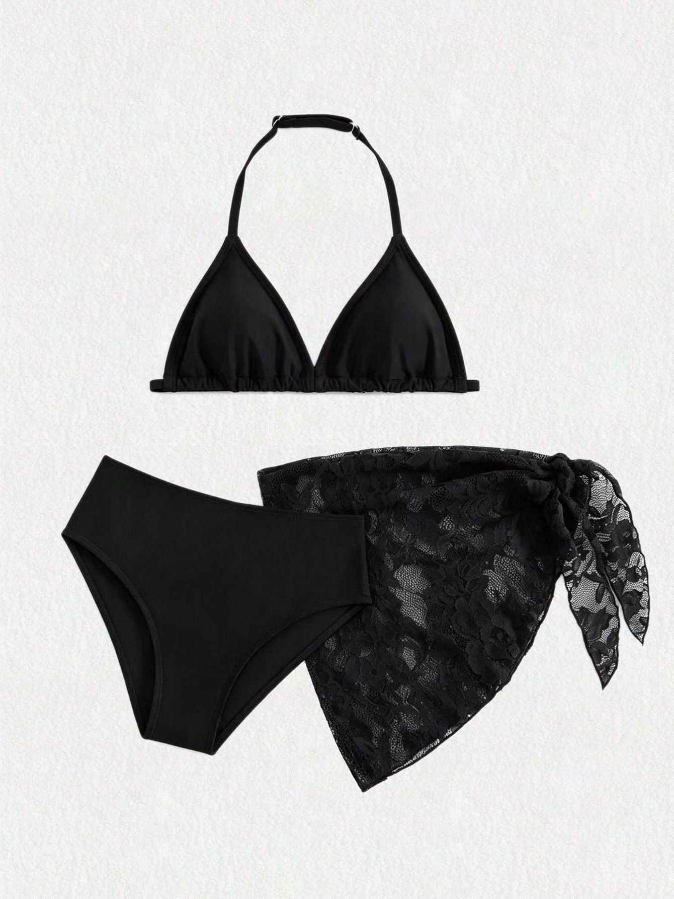 Cute Girls' Ditsy Floral Triangle Bikini Set (Print Randomly)
