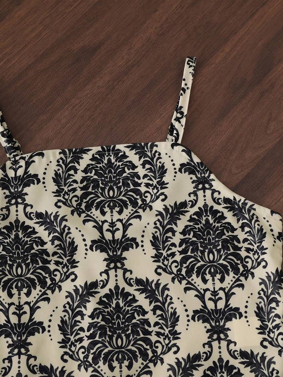 Tween girls casual 2-piece set featuring an apricot woven camisole crop top with back shirring and matching high-waisted loose long pants.