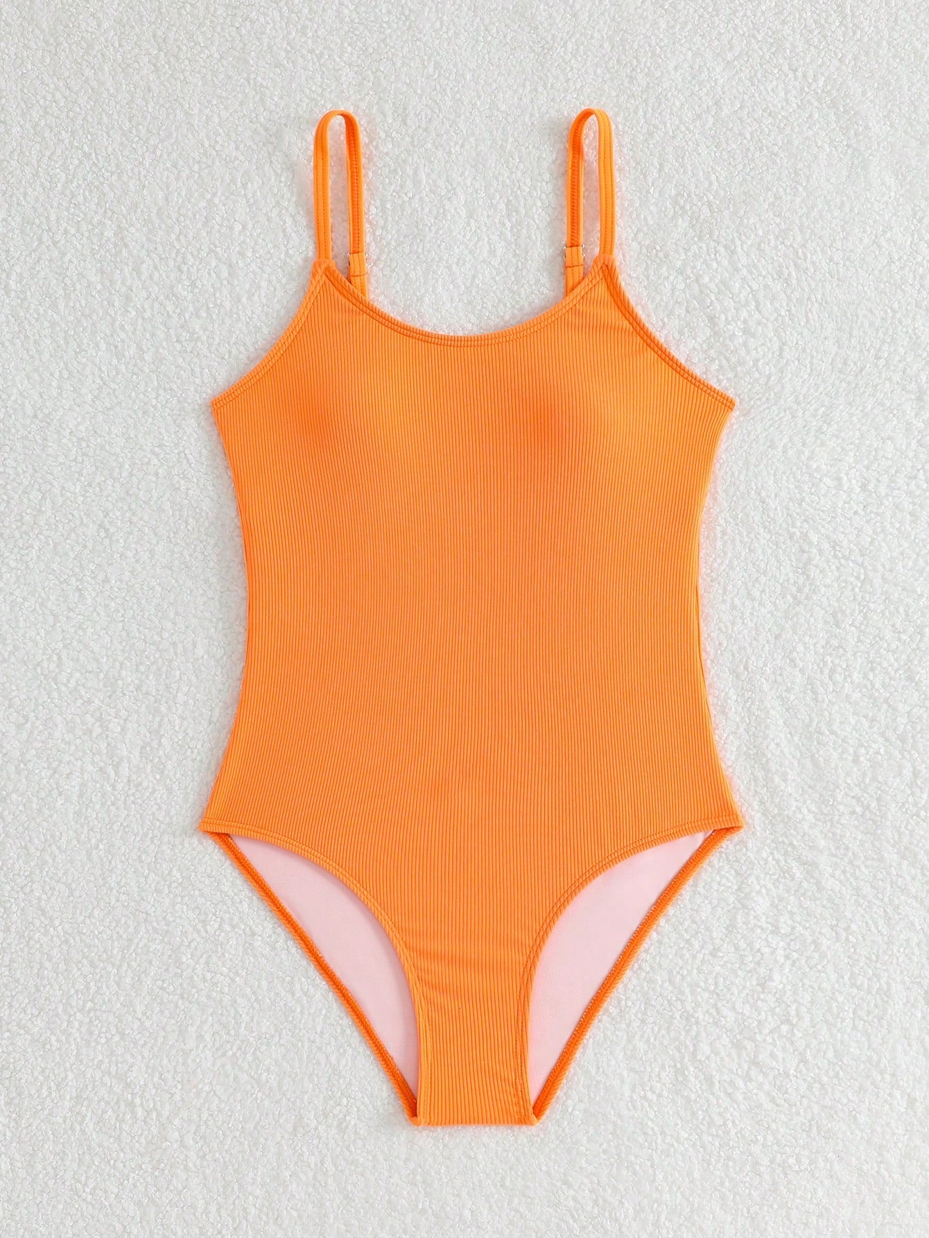 Tween Girl Solid Color Spaghetti Strap One-Piece Swimsuit, Suitable For Beach Vacation, Pool Party, Beach Party