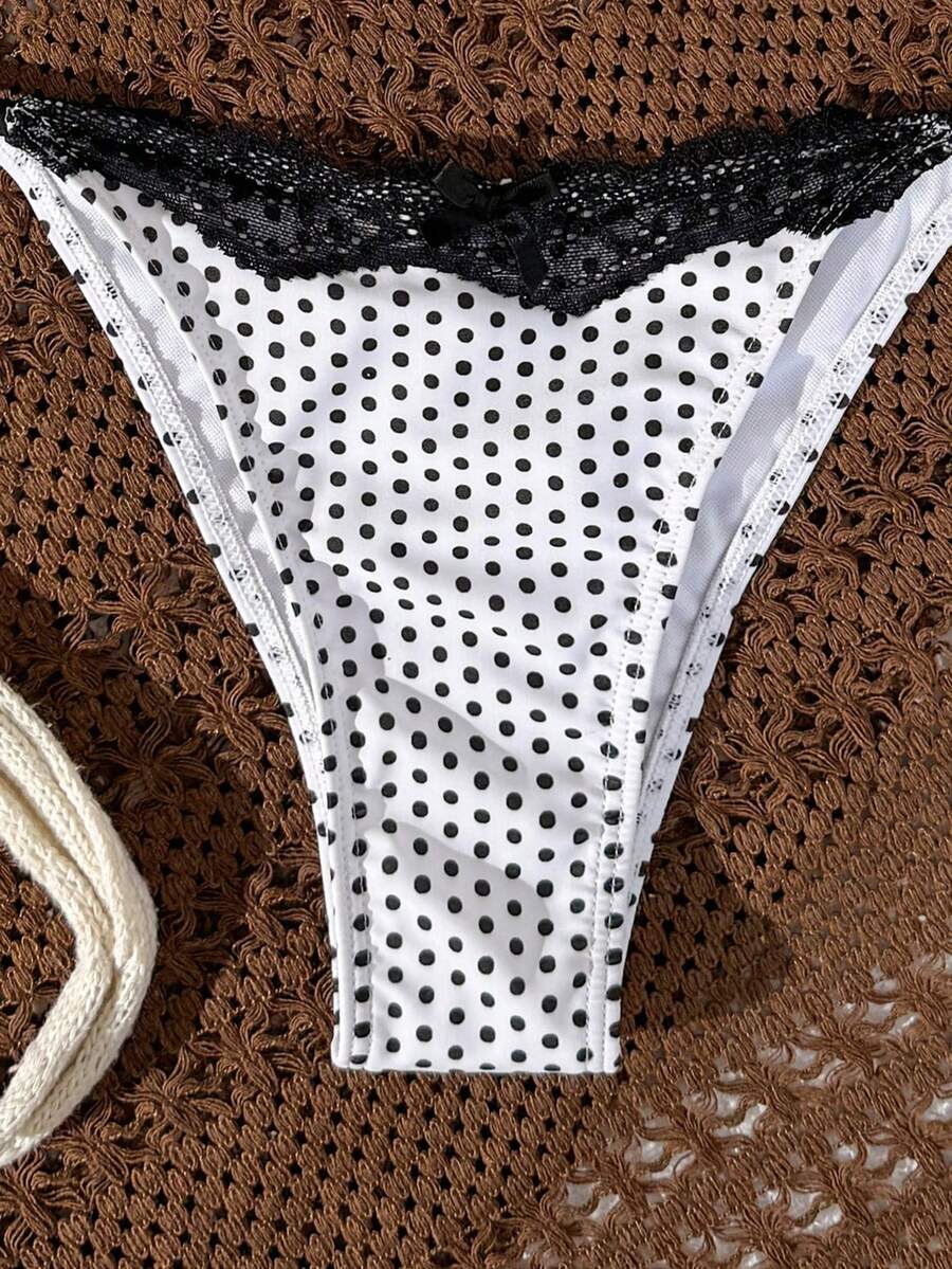 Multicolor 2-piece halter tie bikini set featuring wireless triangle cups with removable padding and tie-side mid-waist bottoms.