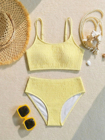 Tween Girls Bikini Sets, 2-Piece Swimsuit Set For Tween GirlsCute Fashionable Casual Elegant Sophisticated Swimwear, Suitable For Swimming, Summer Vacation, Beach, Seaside, Pool, Summer Holiday Party, Casual Getaway