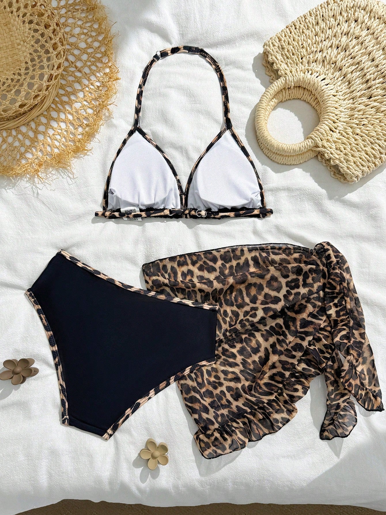 Cute Girls' Ditsy Floral Triangle Bikini Set (Print Randomly)