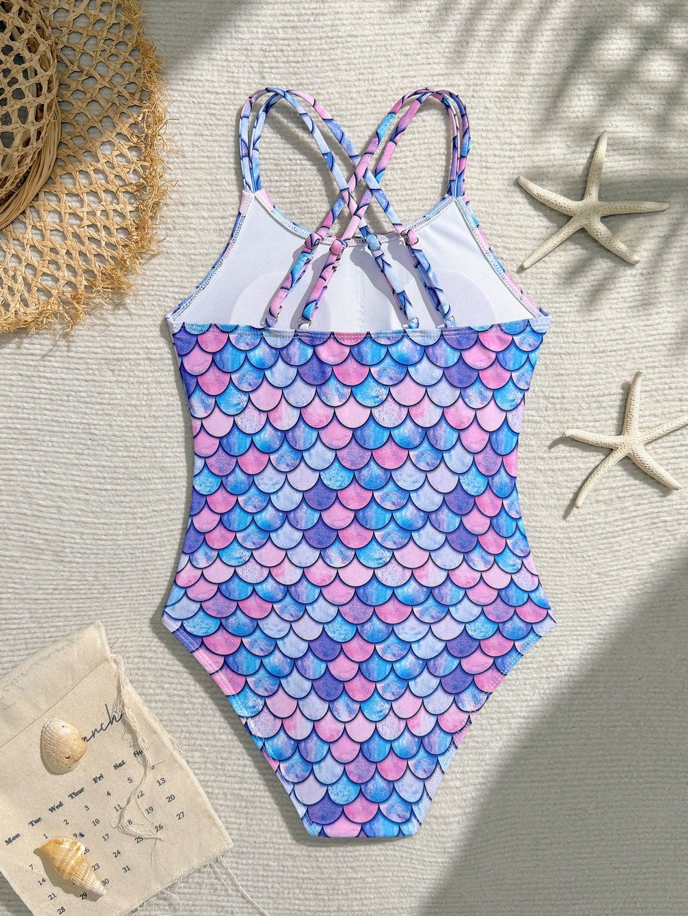 Tween Girls One-Piece Swimsuit With Adjustable Cross Straps, Suitable For Swimming, Summer Vacation, Beach And Seaside