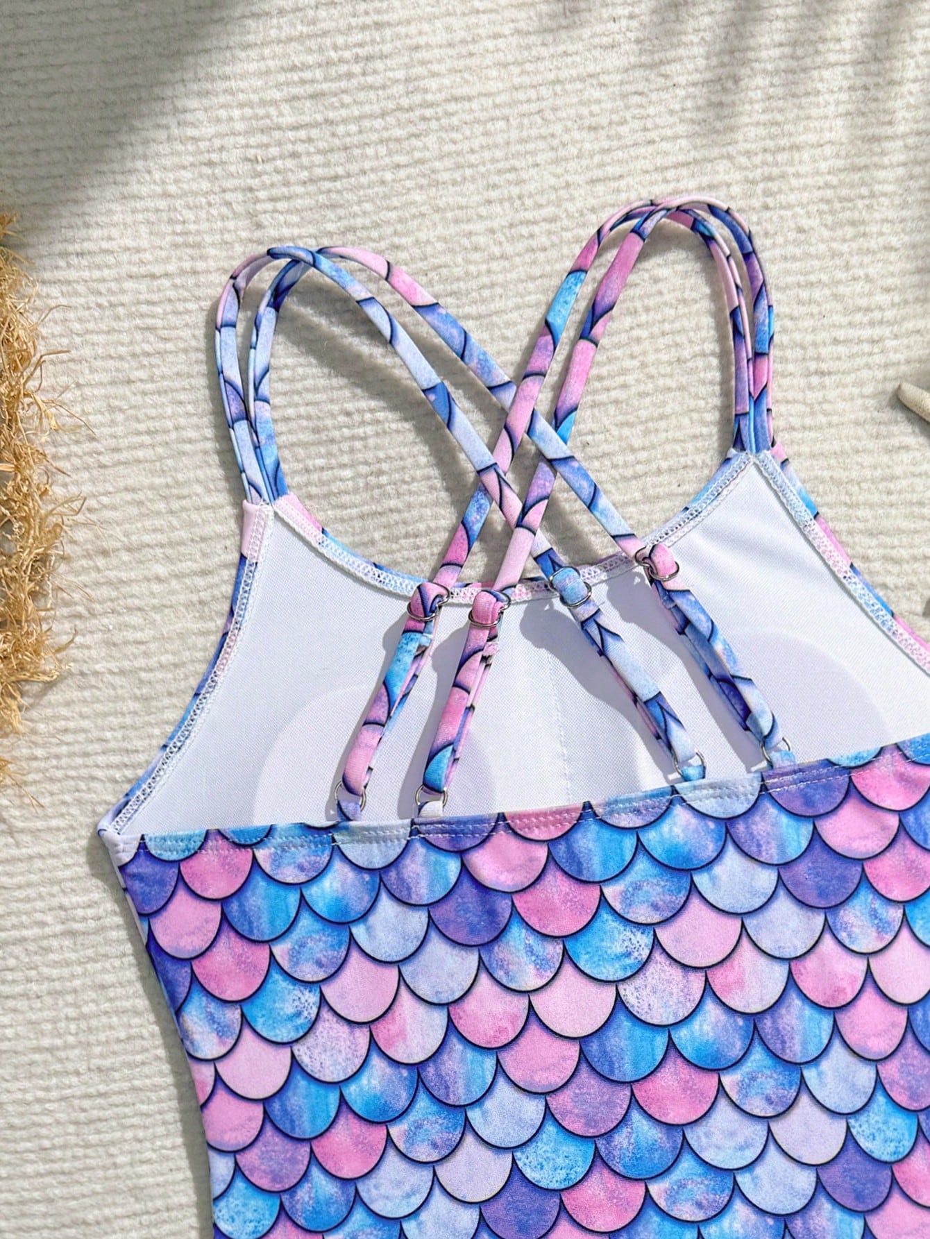 Tween Girls One-Piece Swimsuit With Adjustable Cross Straps, Suitable For Swimming, Summer Vacation, Beach And Seaside