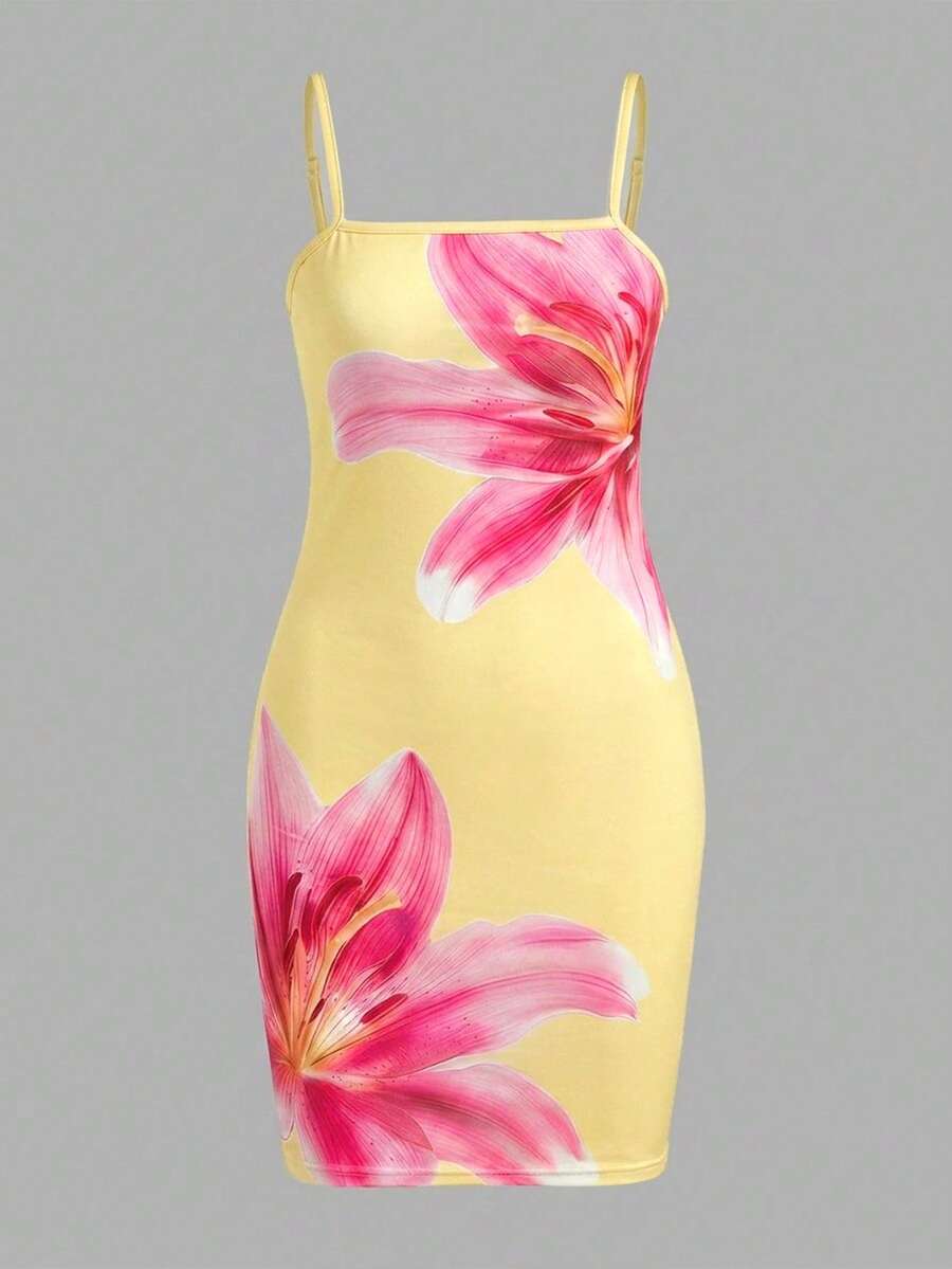 Tween girls multicolor floral vacation midi cami dress with spaghetti straps, sleeveless loose fit, natural waist, and pencil hem.