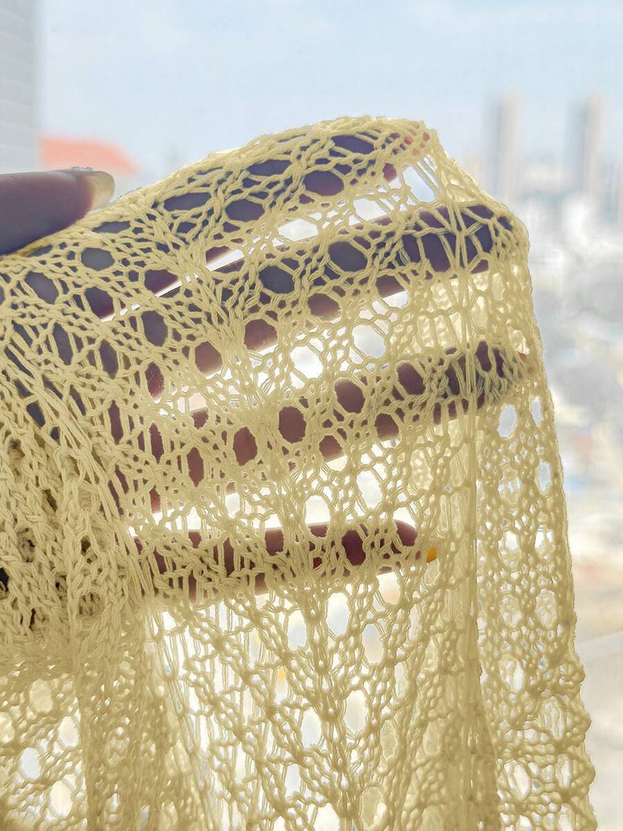 Girls' Summer Crochet Mesh Cami Dress Cover-Up, White Casual Beach Vacation Tween Girl
