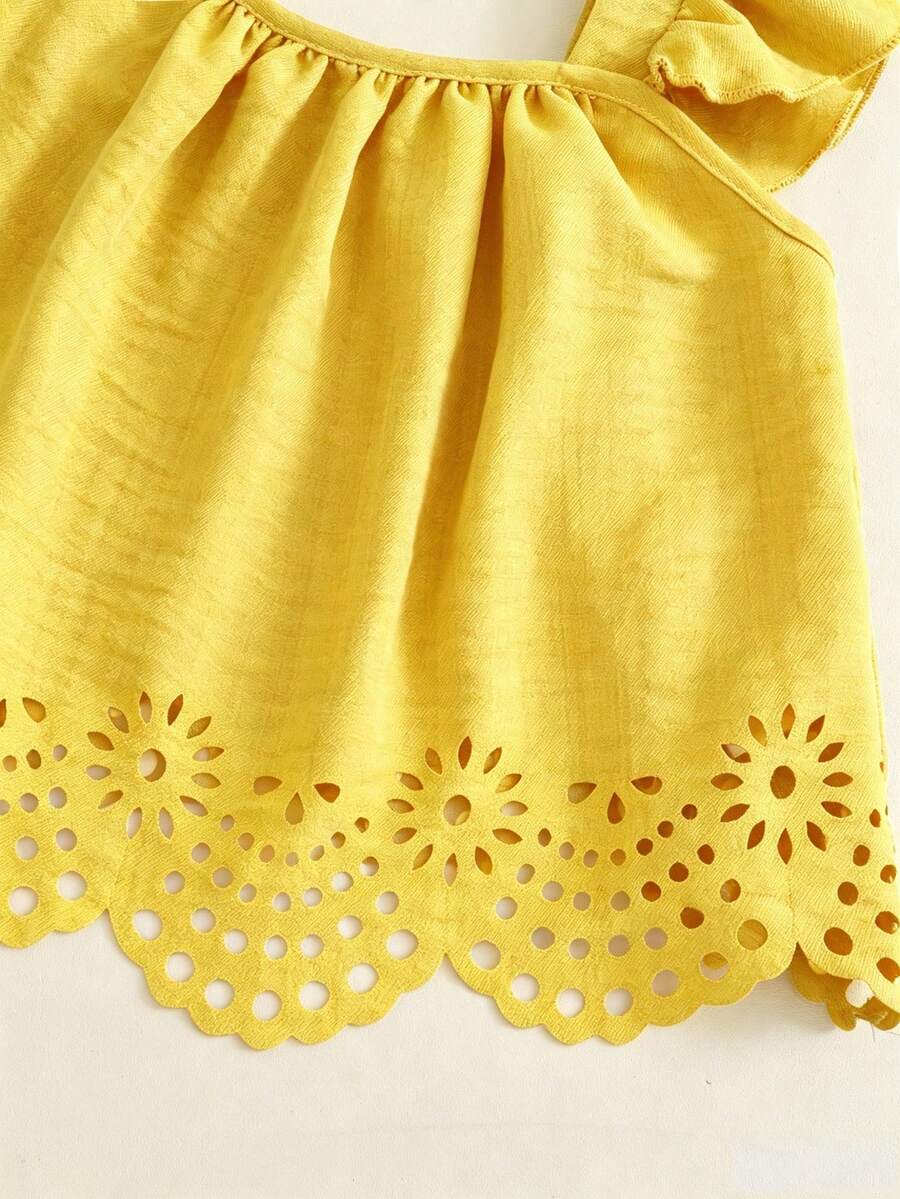 Tween girls 2-piece bohemian outfit set in apricot featuring a square neck embroidered sleeveless camisole top and matching floral wide leg shorts.