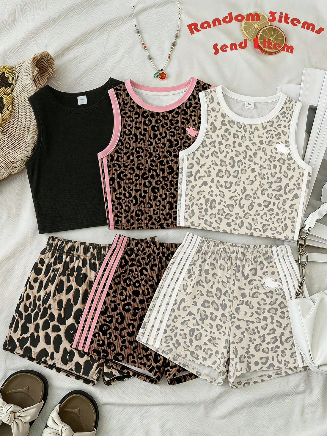 Tween girls black rib-knit round neck slim fit top and textured shorts casual summer set.