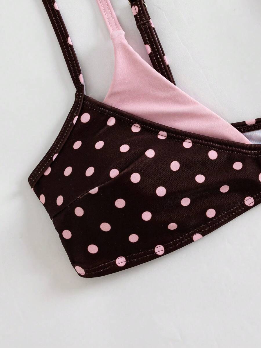 Women's retro pink and blue cartoon sardine print halter two-piece swimwear featuring a high waist shorts bottom and wireless bra with removable padding.